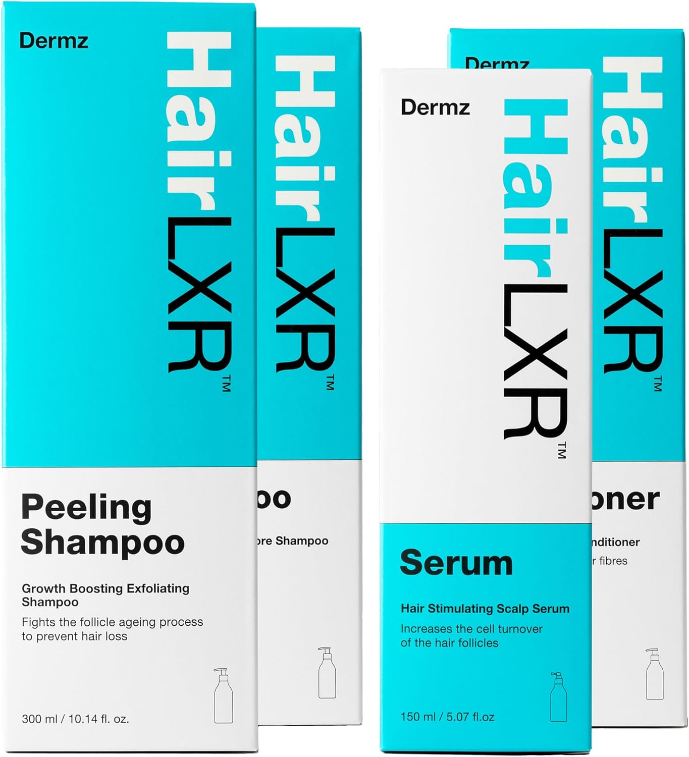 HairLXR All-Natural Hair Growth & Replenishment for Women: Four-Step Formula for Biotin Hair Growth - Retain Hair, Increase Volume & Stimulate Regrowth - 2x Shampoos + Conditioner + Serum - Hair Care