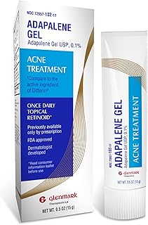 Adapalene Gel 0.1% Acne Treatment, Topical Retinoid Cream For Face, Helps Clear and Prevent Acne and Clogged Pores, 15 Gram Tube