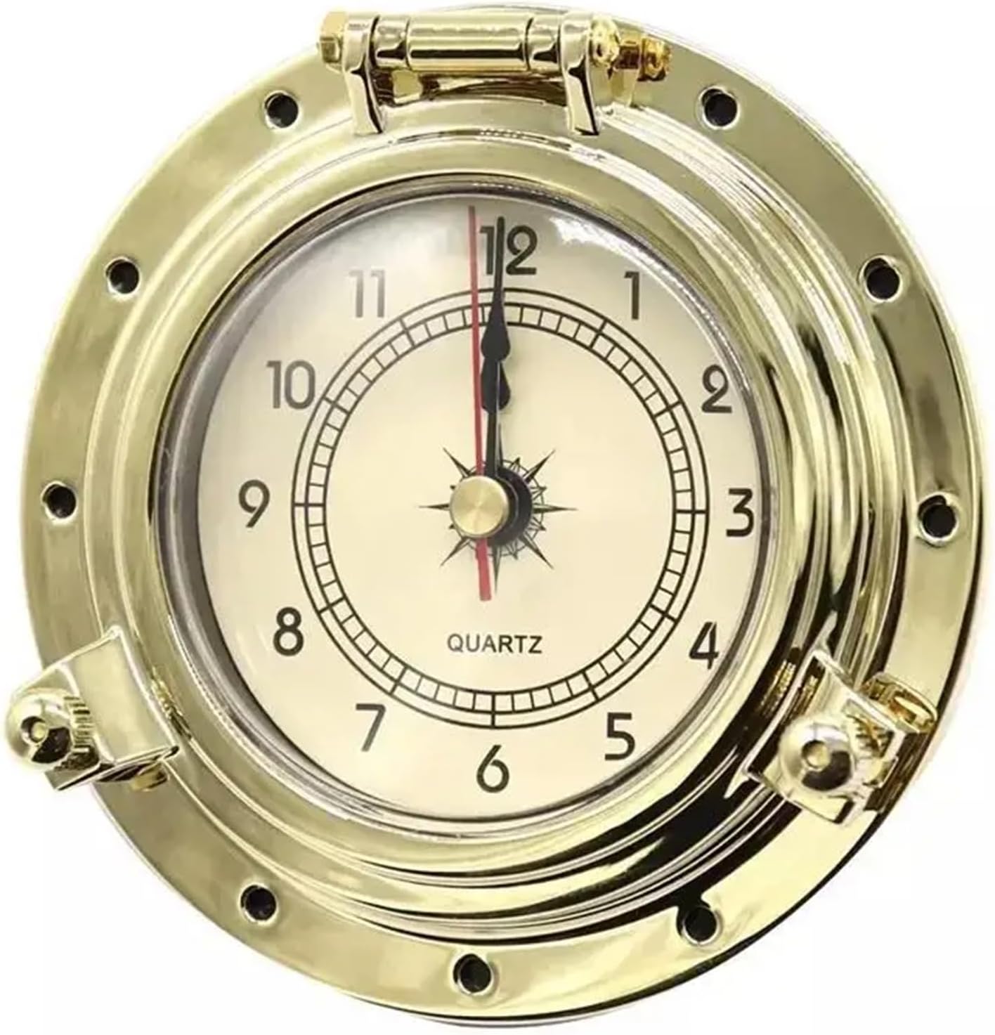 SyLabY Vintage Handmade Roman Brass Quartz Clock/Hygrometer/Barometer for Weather Station Vintage Auto Yacht Ship Boat Marine Accessories Gauge Decorations Home Decor (Clock)