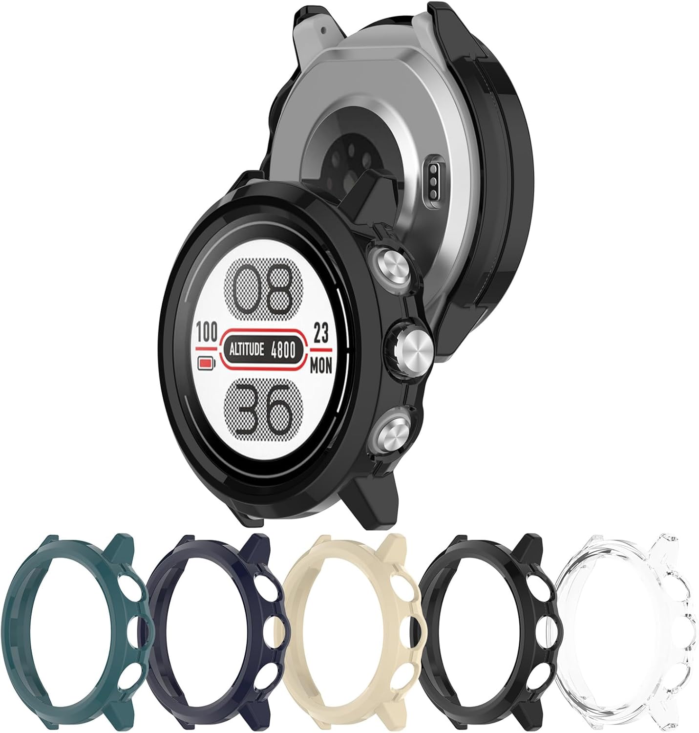 LOKEKE Compatible with Coros Apex 2 Protective Case Cover, PC Protective Case Cover Shell Compatible with Coros Apex 2(PC Black)