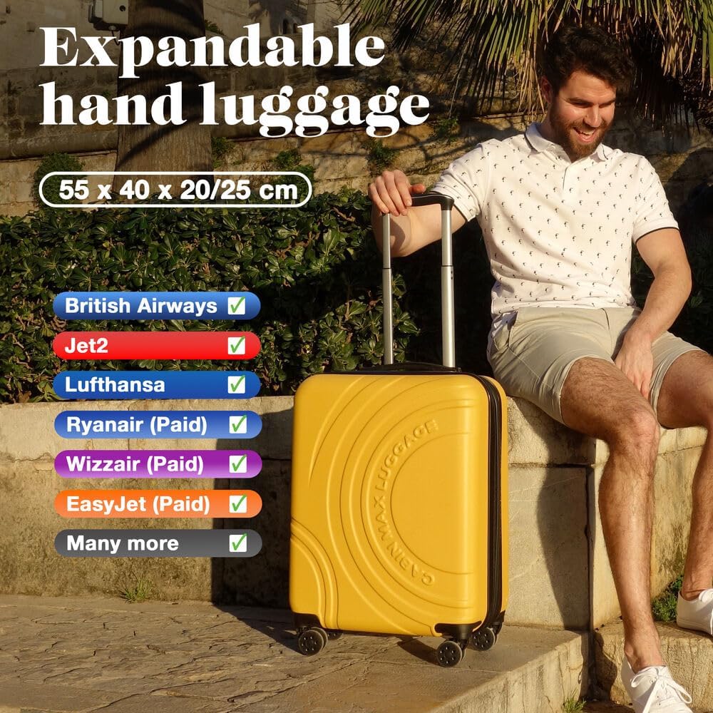 Velocity 55x40x20cm (22x16x8) Expandable Suitcase 4 Wheel Luggage Cabin Bags Suitable for Ryanair, Easyjet, Jet 2 Paid Carry On (Midnight Blue)