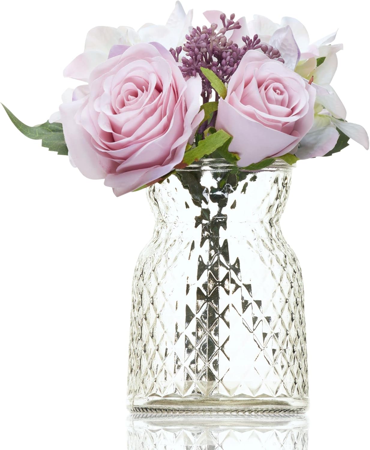 Wrenbury Small Flower Vase Clear 14cm – Decorative Waisted Bud Vase Jar for Flowers Posy Peony Tulips – Mini Container for Flowers for Mum