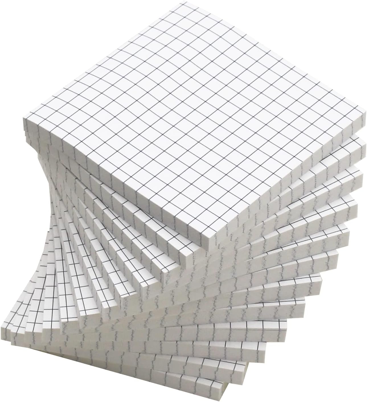(12 Pad) Lined Grid Sticky Notes,3x3 Inch, Self-Stick Notes, Easy to Post for School, Office, Notebook, White Color Pads/Pack