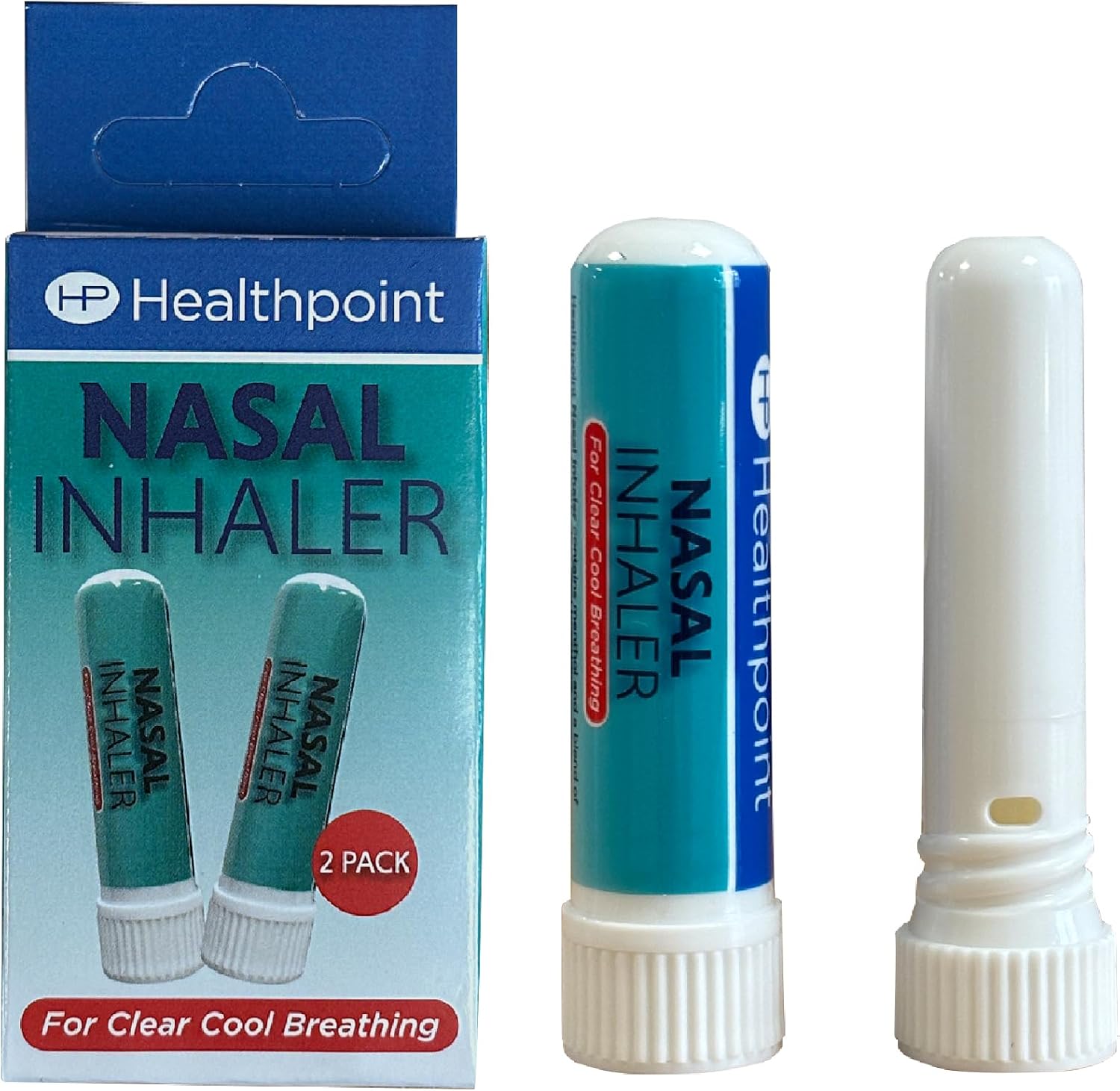 Healthpoint Nasal Inhaler, Pack Of 2, For Relief From Blocked Sinuses, Catarrh, Colds And Flu, Helps Stuffy And Blocked Nose, Peppermint And Eucalyptus Oil For Clear Cool Breathing, Easy To Use