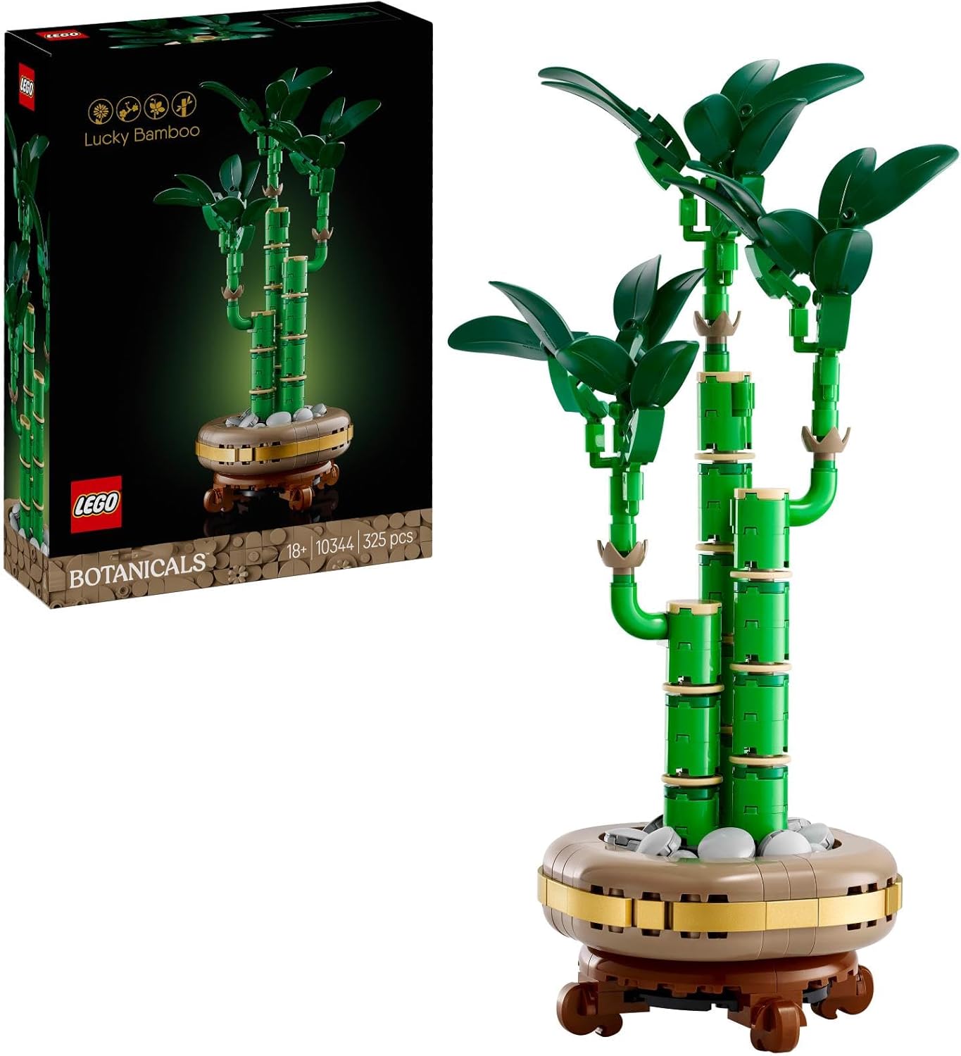 LEGO Botanicals Lucky Bamboo - Artificial Plant for Indoor Display - Set for Adults incl. a Buildable Pot with a Wood-Effect Plinth for Home Decor - DIY Gift Idea - 10344