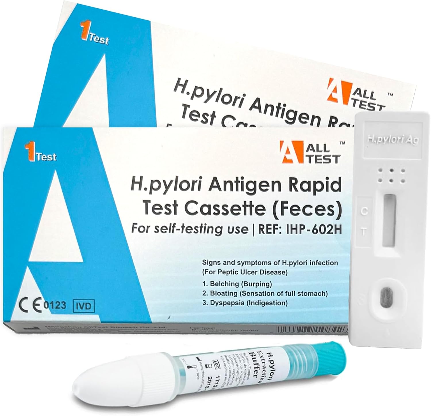 2 x ALLTEST Helicobacter Pylori Tests | H Pylori Test Kit for Home Self-Test Faecal Screening of Stomach Ulcers & Gastritis | Stomach Ulcer Test | Results in 10 Minutes | 98% Accuracy | CE Certified