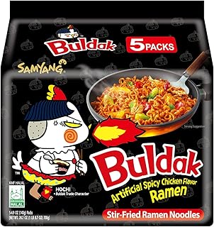 Samyang Buldak Korean Hot Spicy Chicken Stir-Fried Ramyun Noodles 4.94 oz (Pack of 5)
