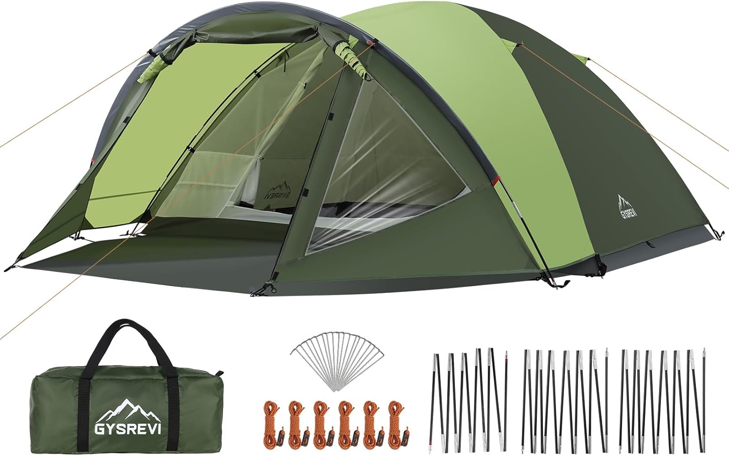 3-4 ManTent with Porch, PU3000mm Waterproof Family Camping Tent, Dome Tents for 4 Person with Bedroom, Lightweight Outdoor Tents for Camping, Hiking, Backpacking
