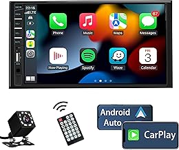Naifay Double Din Car Stereo Compatible with Apple Carplay and Android Auto, 7 inch HD Touchscreen Car Radio Car Audio Receivers, Bluetooth, Backup Camera, Mirror Link, USB/AUX/TF/Subwoofer, FM Radio