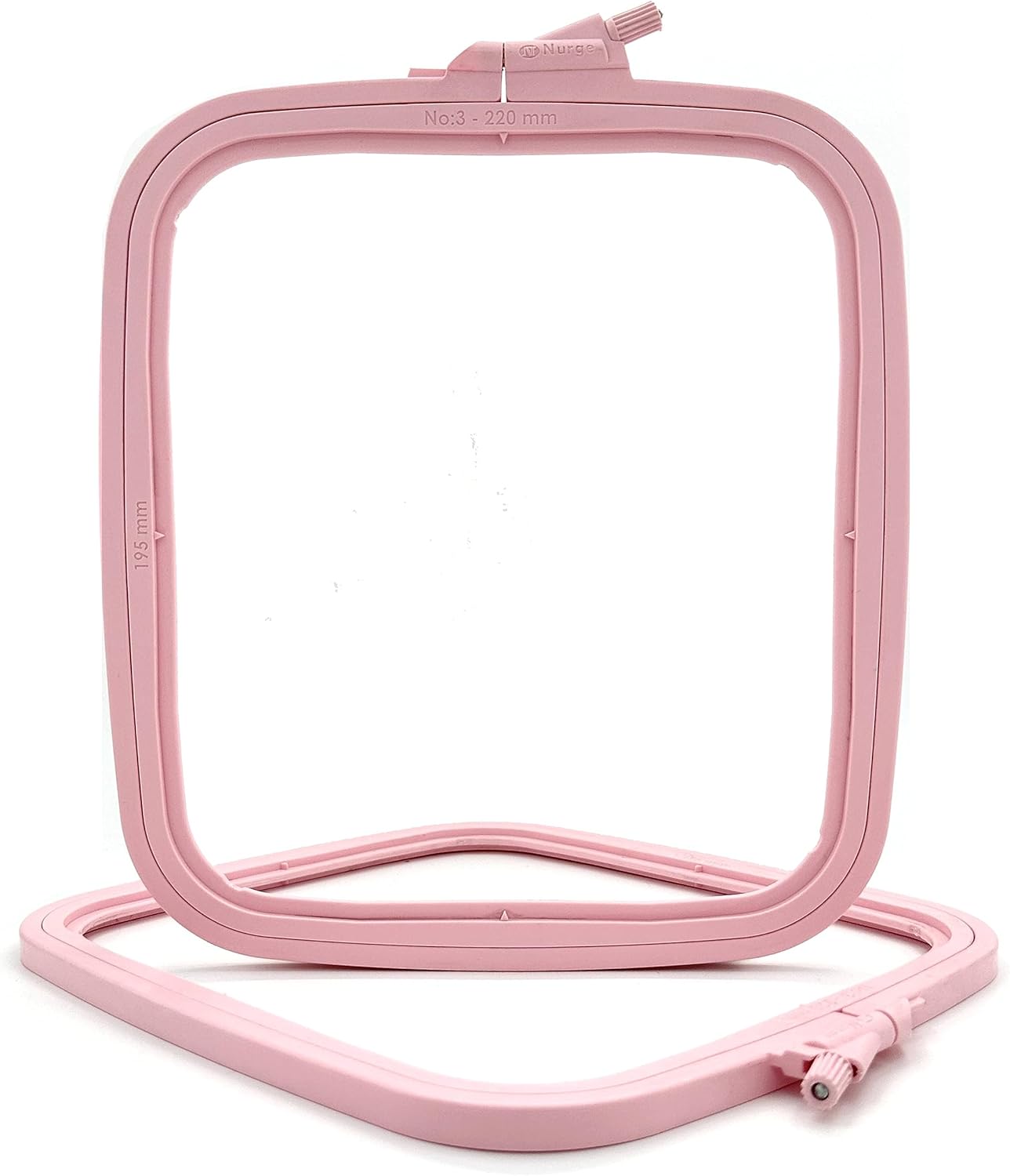 Nurge Pink Plastic Square Embroidery Hoops, Cross Stich Hoop, Punch Needle Hoop (Medium)