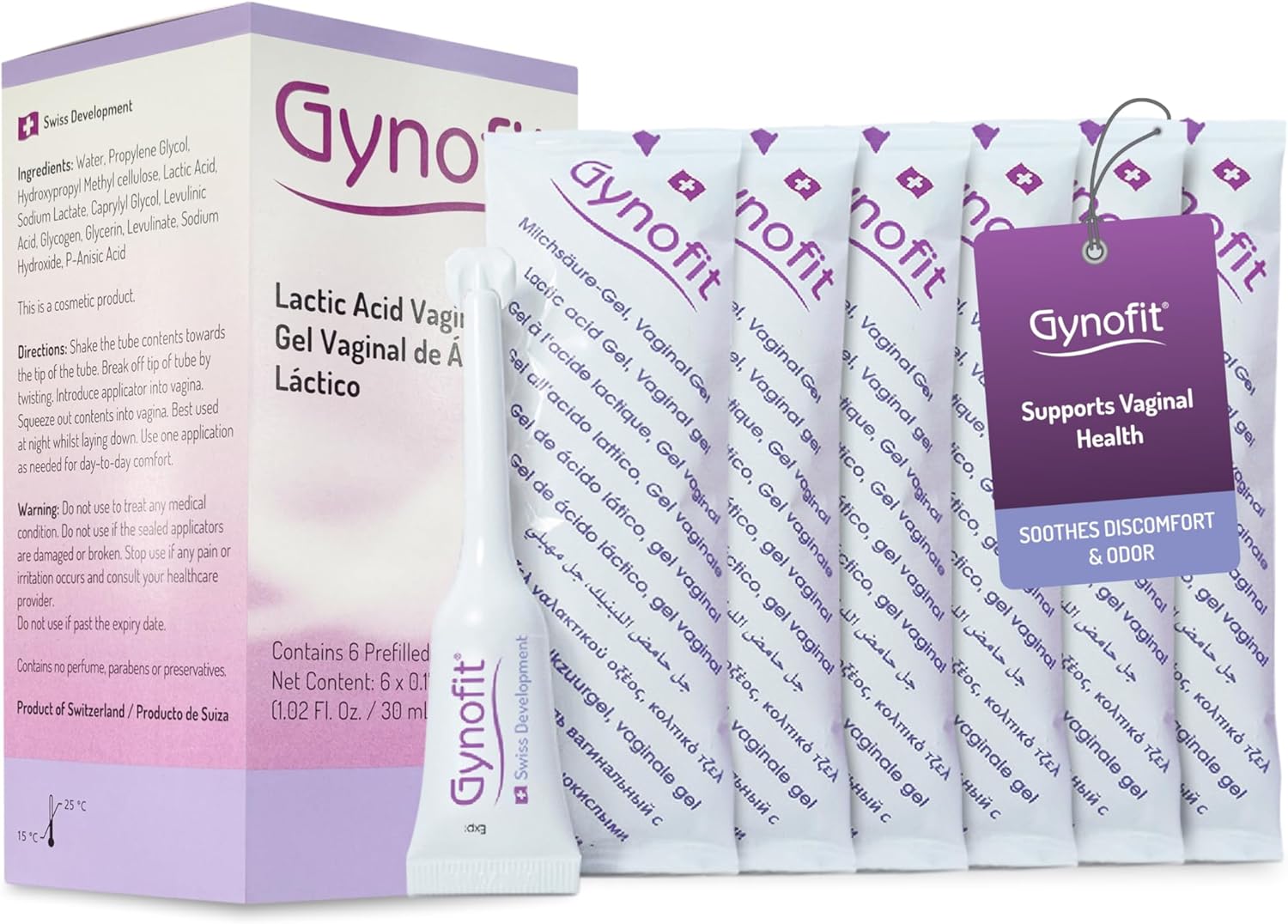 Lactic Acid Vaginal Gel - Vaginal Moisturizer - pH Balance Restorer - Vaginal Health - Prevents Itching, Burning & Odor - Hygienic Applicator - Treats & Prevents Vaginal Infections (6 Count)