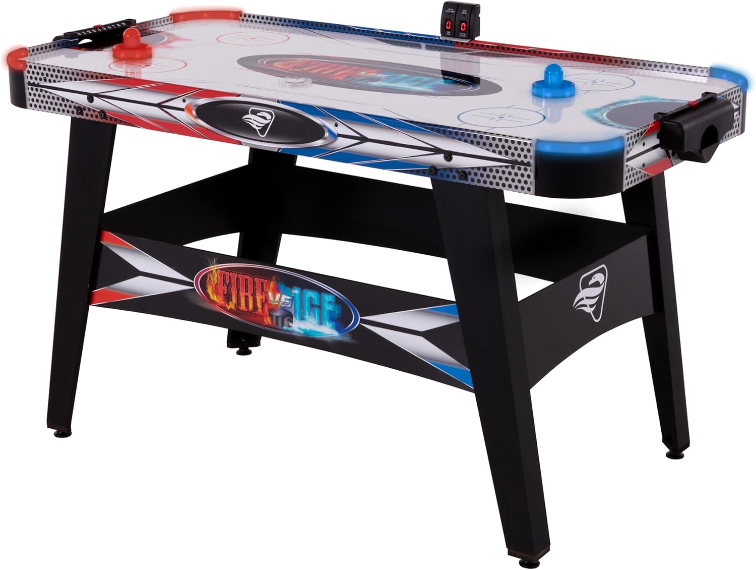 Triumph Sports Fire ‘n Ice LED Light-Up 54" Air Hockey Table Includes 2 LED Hockey Pushers and LED Puck