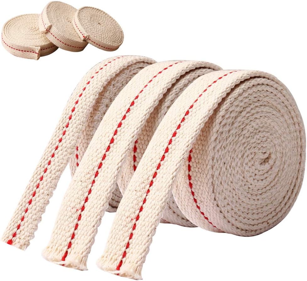 Pengxiaomei 19.5 Foot / 3 Rolls Cotton Oil Lamp Wick, Replacement Oil Lanterns Wick for Oil Lamps and Oil Burners