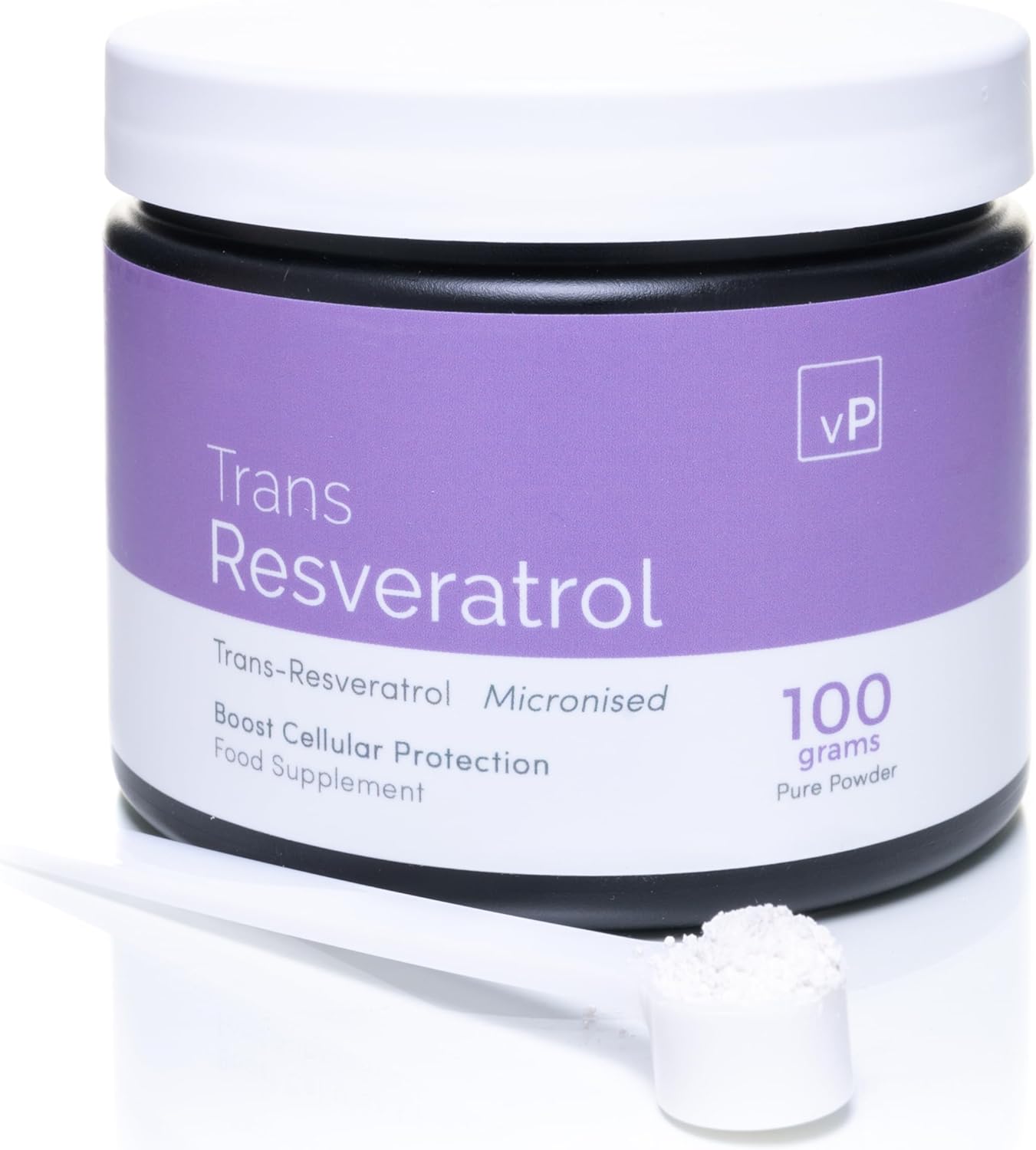 vP Vitality Pro Trans Resveratrol Micronised Powder 100 Grams - Third Party Tested Over 99% Purity - Natural Pure Trans Resveratrol Supplement 100g - Vitality Pro