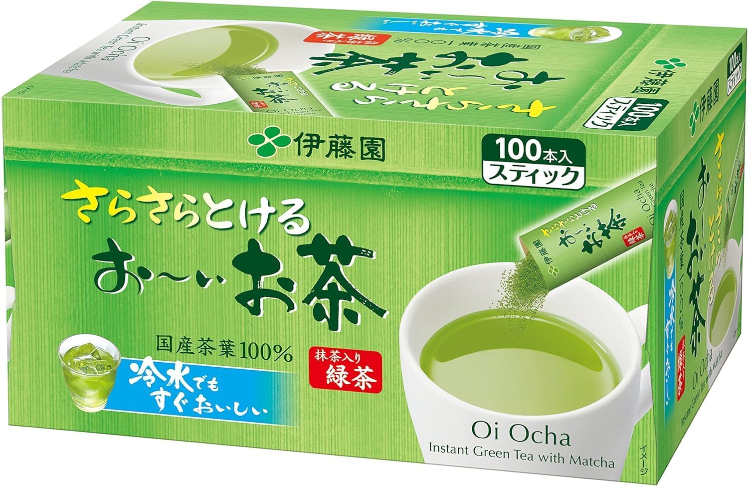 Thunder Tech Ito-en oi Ocha Japanese Premium Tea Bag Green Tea 100 sticks Zero Calories, Caffeinated Direct Import