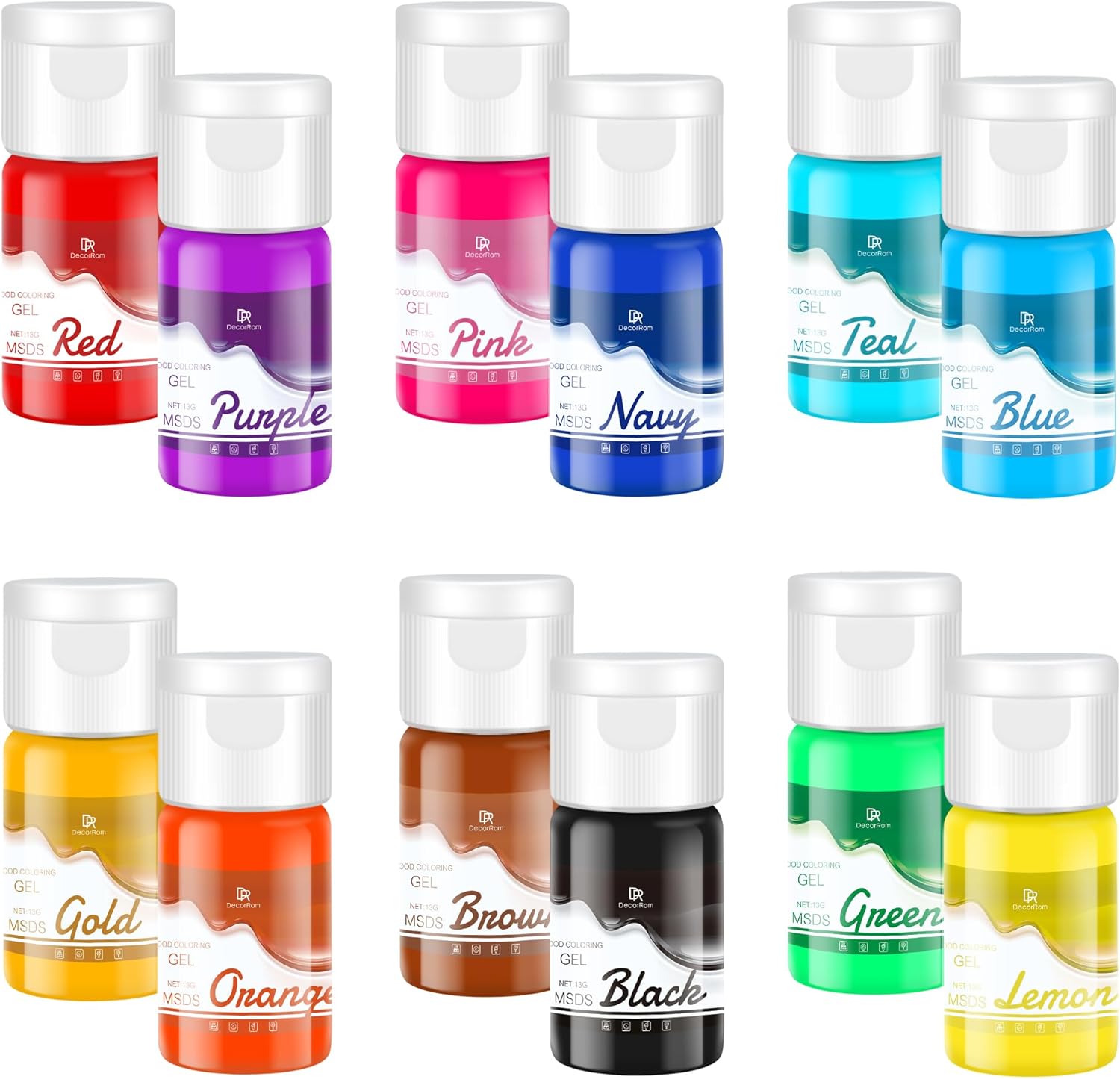 Gel Food Colouring - 12 Colours Vibrant Gel Food Colouring Set for Baking, Cake Decorating, Easter Egg - Concentrated Flavorless Food Colour Dye for Icing, Fondant, Cookie, DIY Crafts - 10ml/Bottle