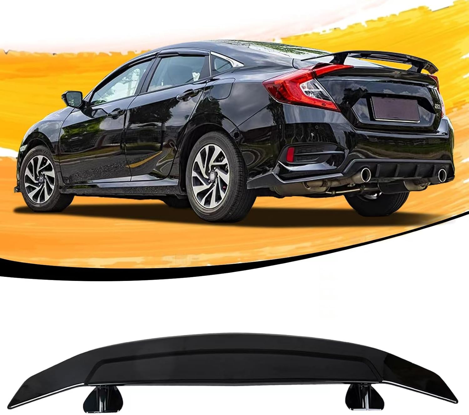 52.3 Inch Universal Rear Spoiler GT Style Wing Spoiler Rear Trunk Spoiler Wing Lid Tail Deck Rear Trunk Spoiler Wing Suitable