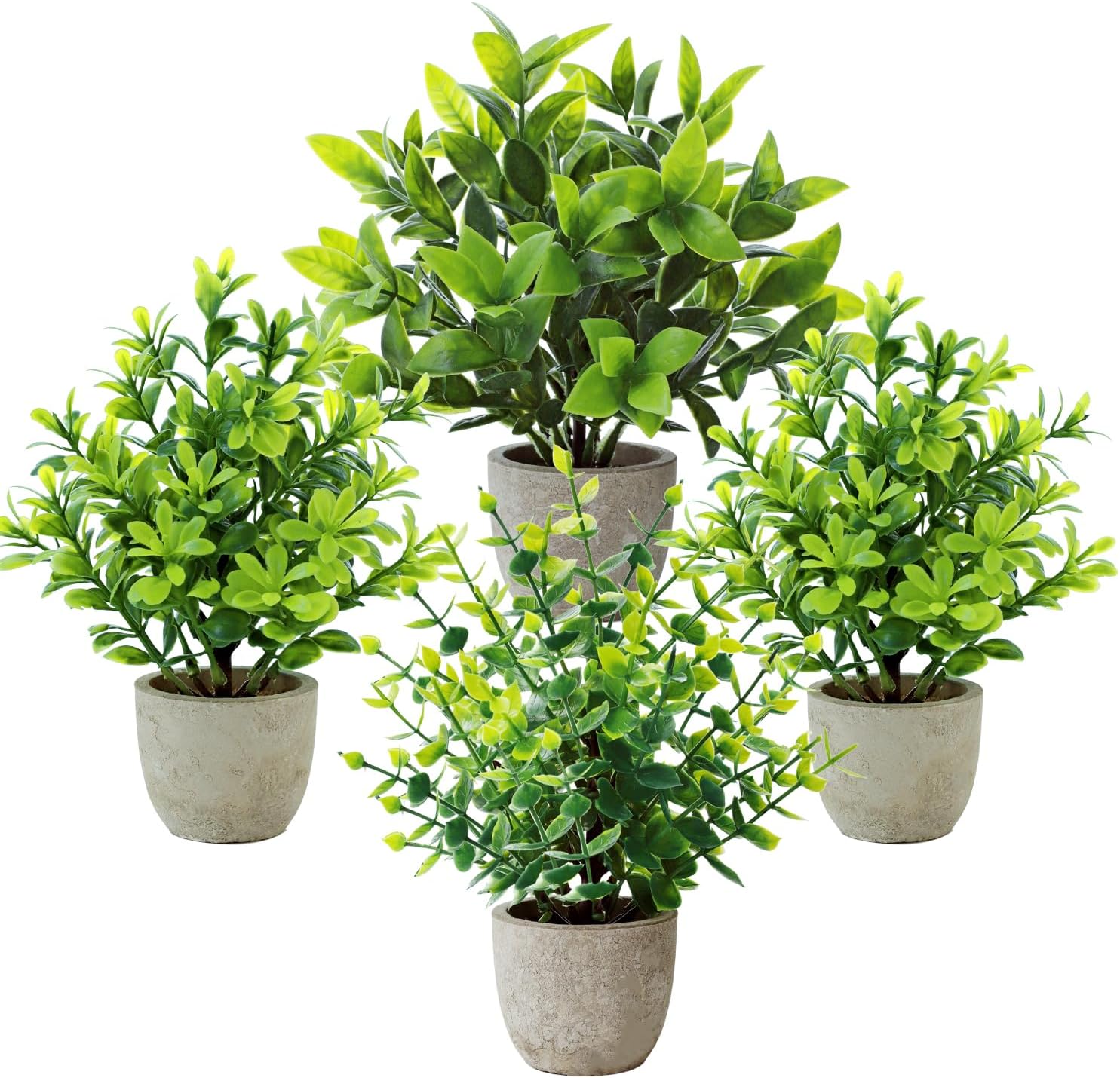 Fake Plants 4 Pack Artificial Plants Small Faux Plants with Pots for Home Bathroom Office Desk Decor Indoor