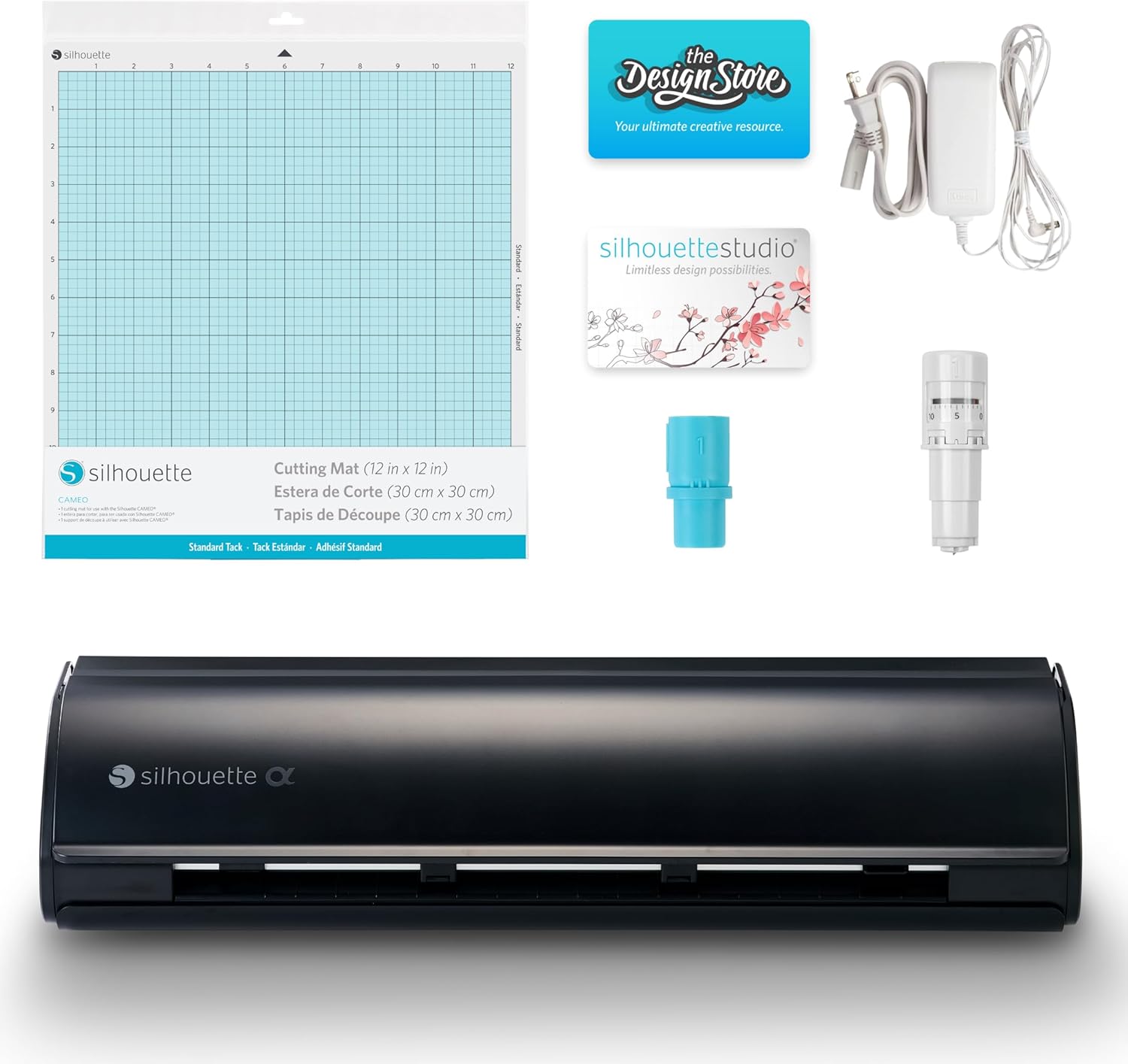 Silhouette America Cameo 5 Alpha (α) - Smart Cutting Machine for Print & Cut - Quiet Operation with AutoBlade, Studio Software, Cutting Mat- Matte Black (Machine)