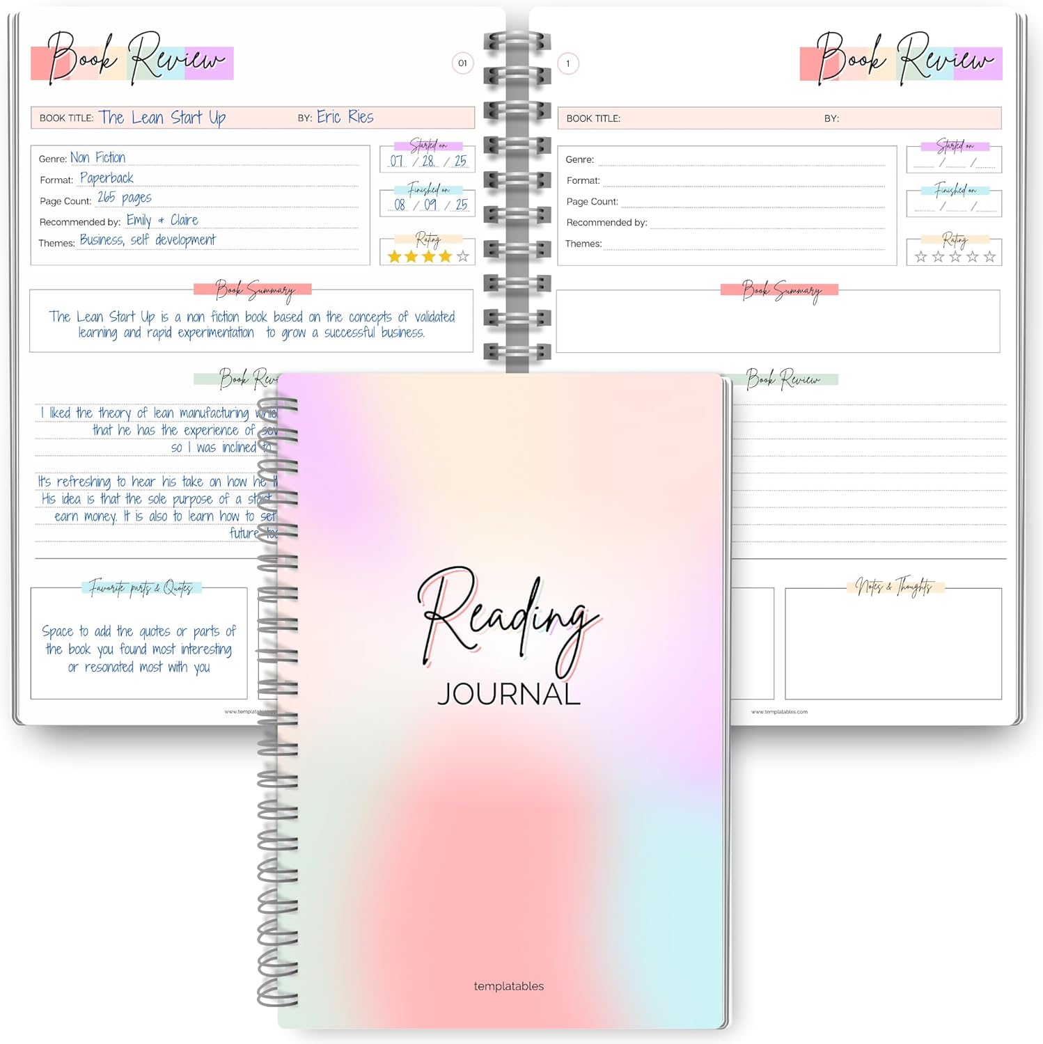 Reading Journal for Book Lovers | Log Book to Summarize, Review and Rate the Books you've Read | A5 (Rainbow)