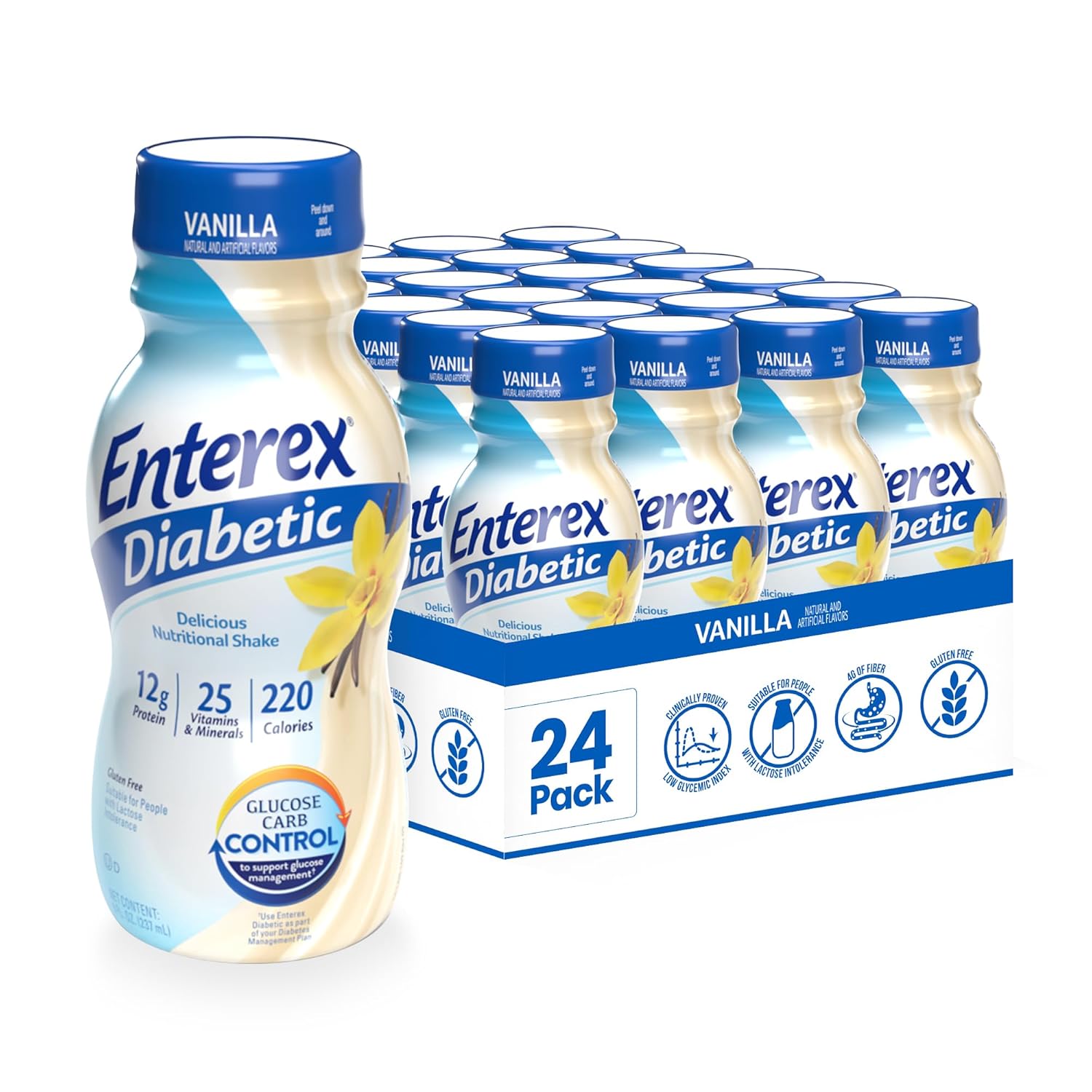 Nutritional Shake - 12g of Protein, Low Glycemic Index, Vanilla, 8 fl oz Bottle, 24 Count