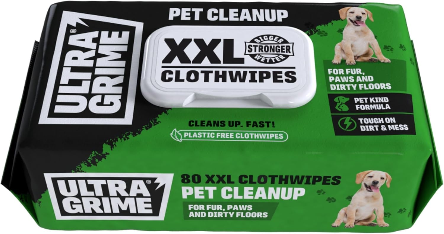 UltraGrime Pet Cleaning Wet Wipes 80 Thick Wipes - Pet Wipes Dog Cleaning Wipes - Cat Wipes - Pet Wipes For Cats - Puppy Wipes Clean Paws Dog Paw Wipes Dog Wipes For Smelly Dogs Grooming