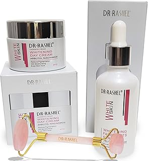 Fade Dark Spots Face Serum and Dr Rashel Fade Dark Spots Day Cream Bundle Pack + 1 Jade Pink Rose Roller Face Massager