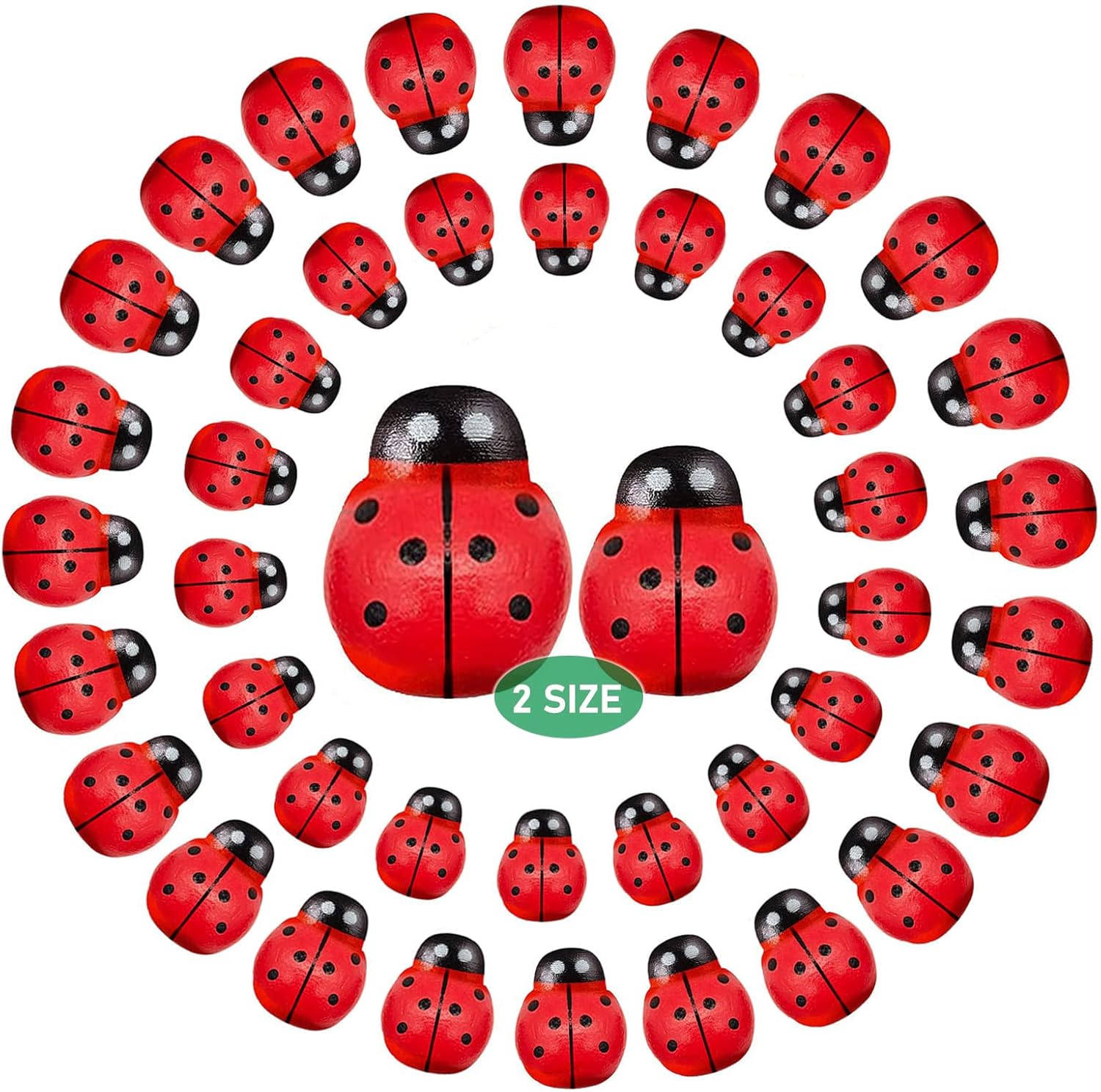 Wooden Ladybird,200 pcs Self Adhesive Ladybugs Stickers Craft Card Wood Topper Embellishments Mini Pegs,for DIY Craft Home Party Decoration (8 * 11mm/10 * 13mm)