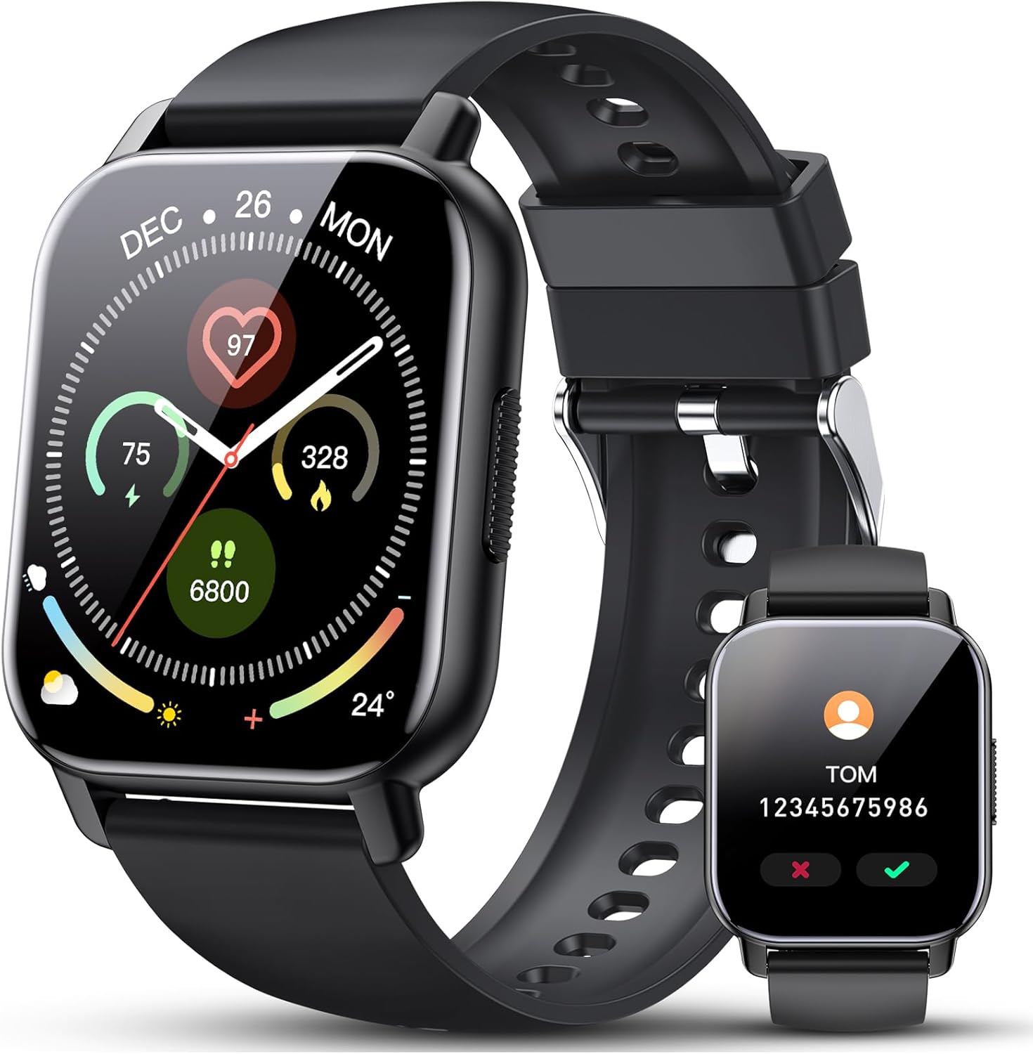 Smart Watch for Men Women, 1.85" Bluetooth 5.3 Calling Touch Fitness Watch with Heart Rate/Sleep/Step Counter, New Smartwatch with 110+ Sports Modes, IP68 Waterproof Activity Tracker for Android iOS