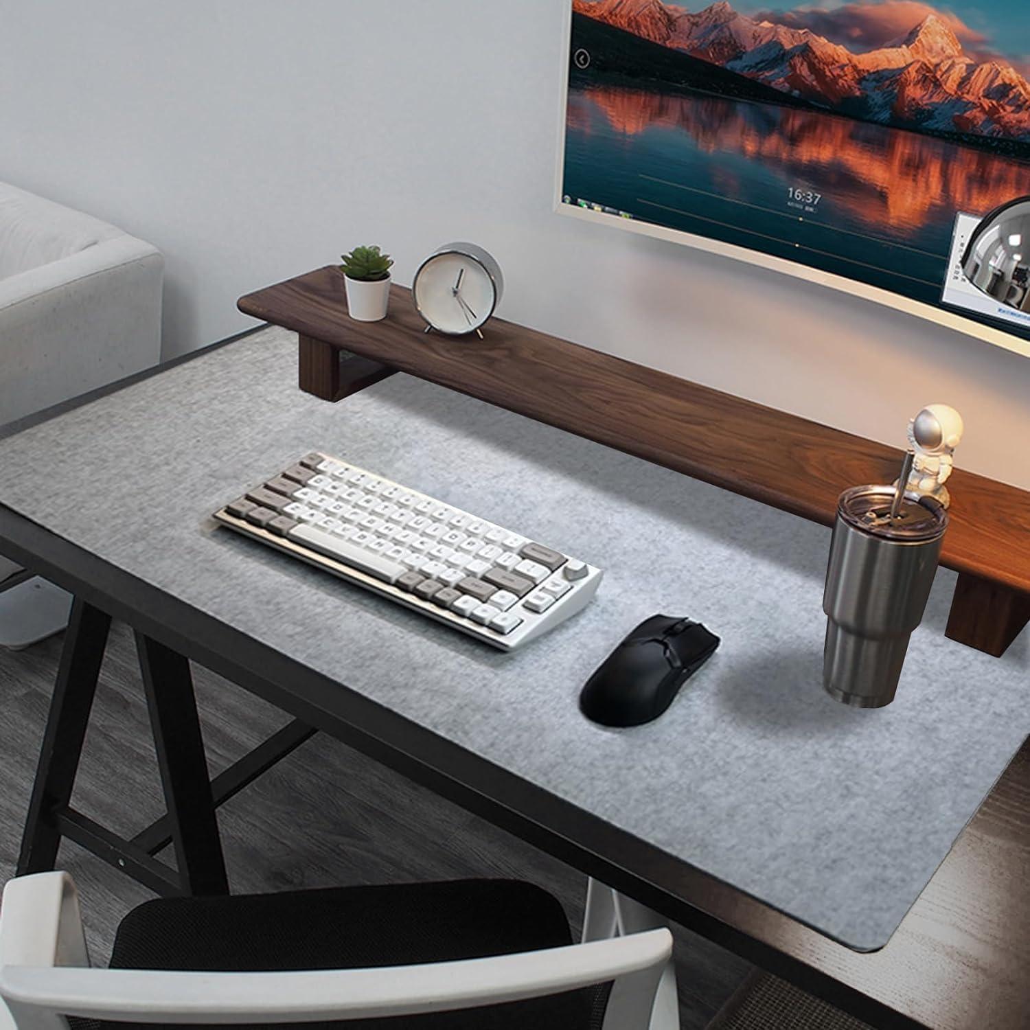 100X40cm Felt Desk pad, Large Mouse pad, Felt pad, Table Protection and Organizer, for The Office and at Home (Hellgrau, 1000 * 400mm)