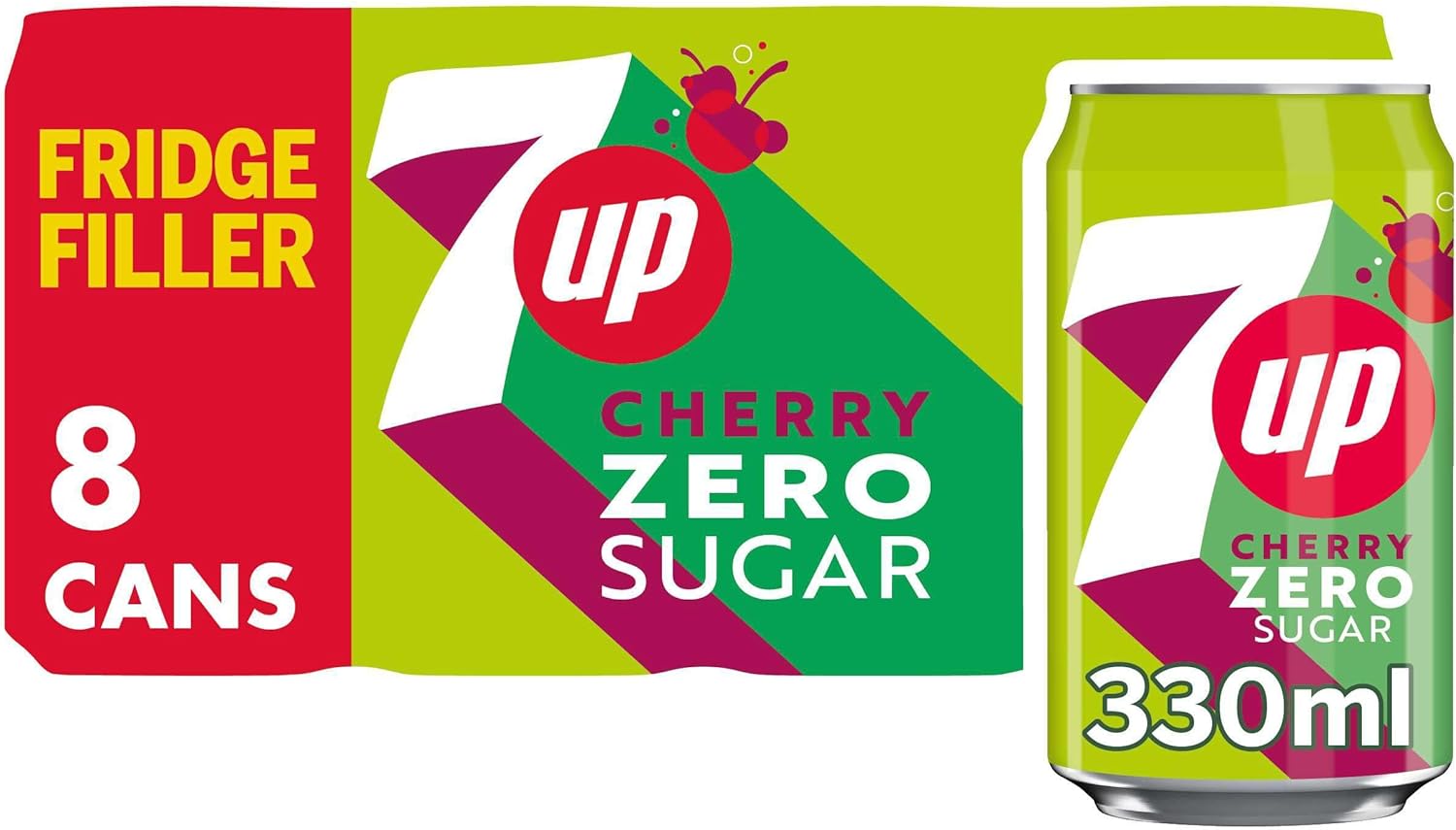 7UP Cherry, zero sugar, 8 x 330ml