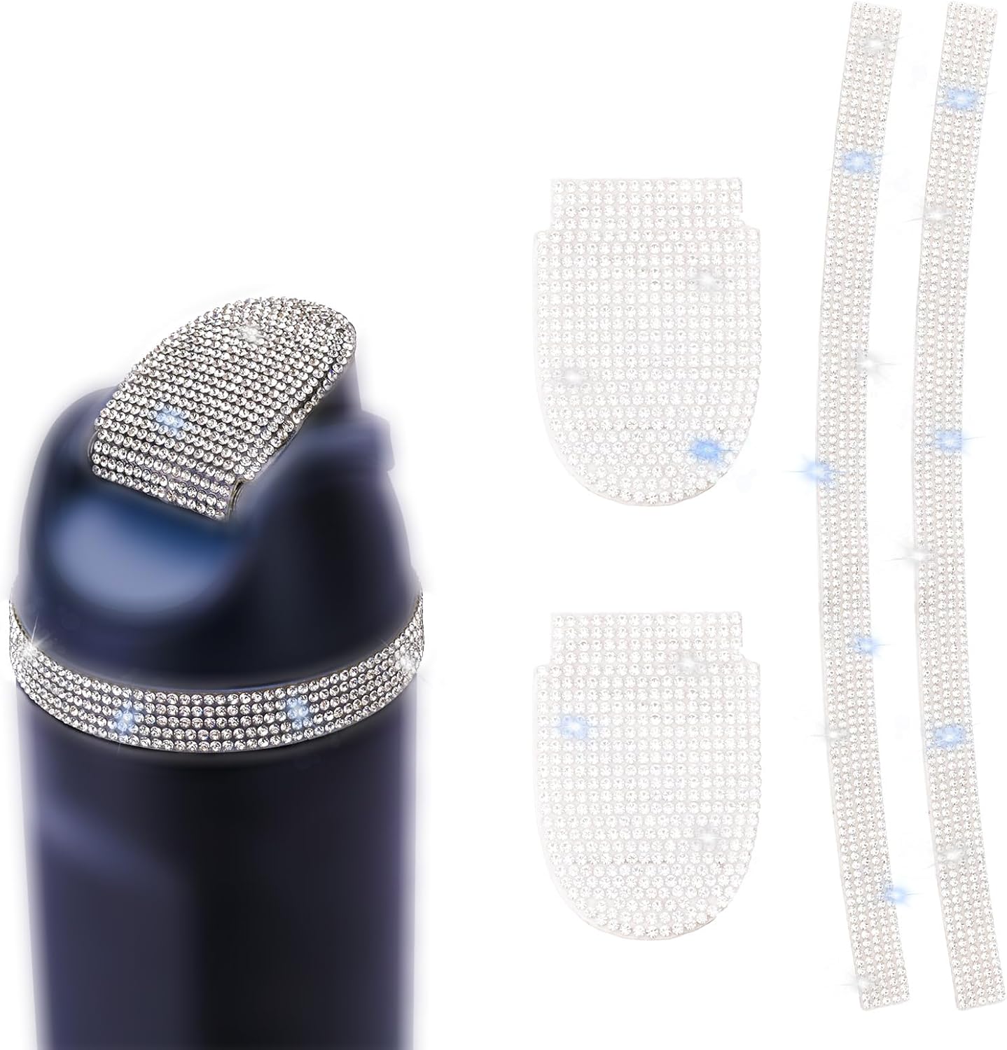 lasuroa 4pcs Rhinestone Stickers Charms for Owala, Sparkling Water Bottles Stickers Decorative Bottle Decoration Accessories Compatible with Owala FreeSip 16 oz, 24 oz, 32 oz, 40 oz (White)