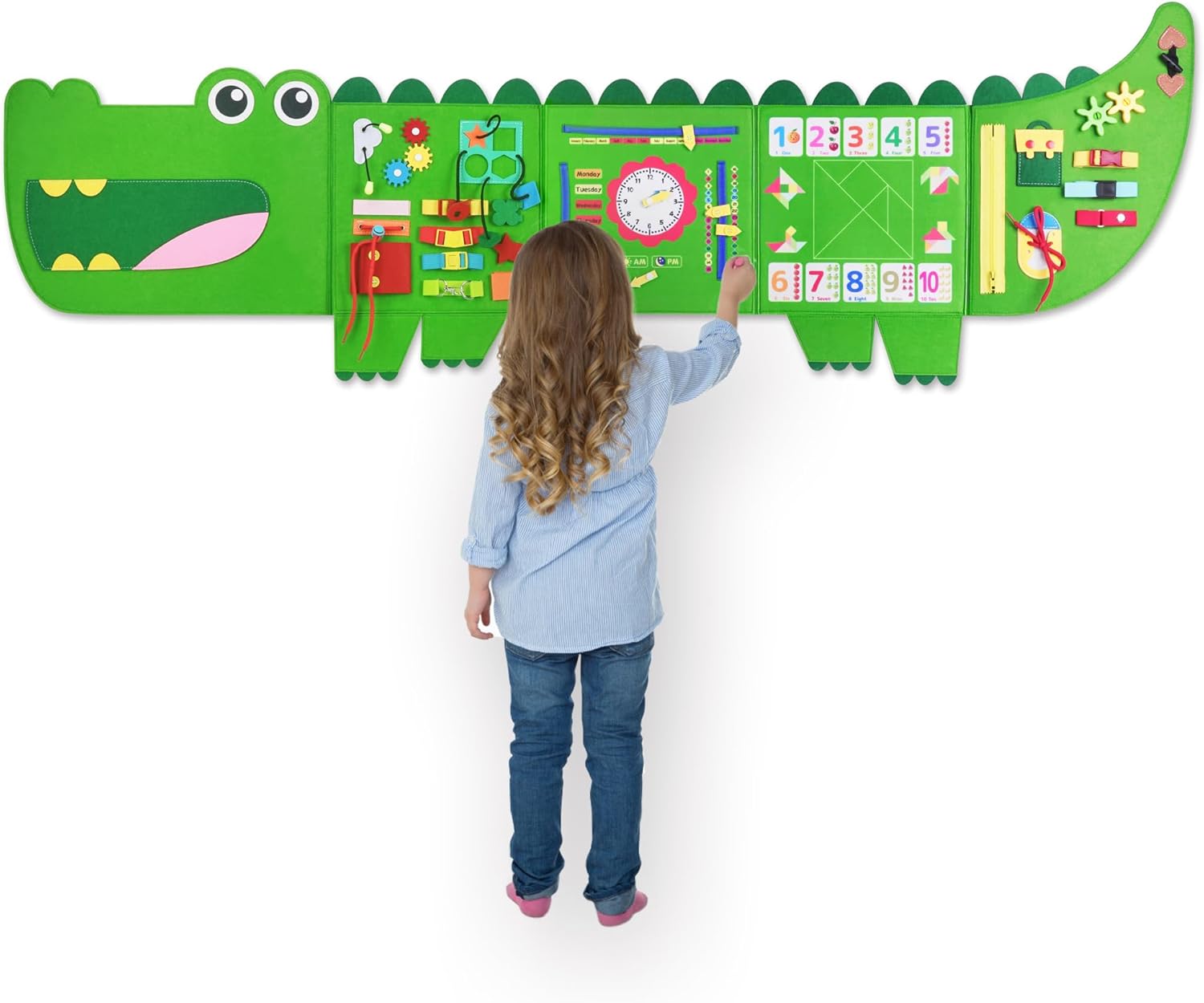 Rivibou Montessori Crocodile Busy Board, Sensory Board, Educational Toy, Activity Cube, Nursery Furniture, Interactive Toy, Toy