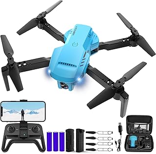 Mini Drone with Camera - 1080P HD FPV Foldable Drone with Carrying Case, 2 Batteries,90° Adjustable Lens, One Key Take Off/Land, Altitude Hold, 360° Flip, Gifts Drones for Adults