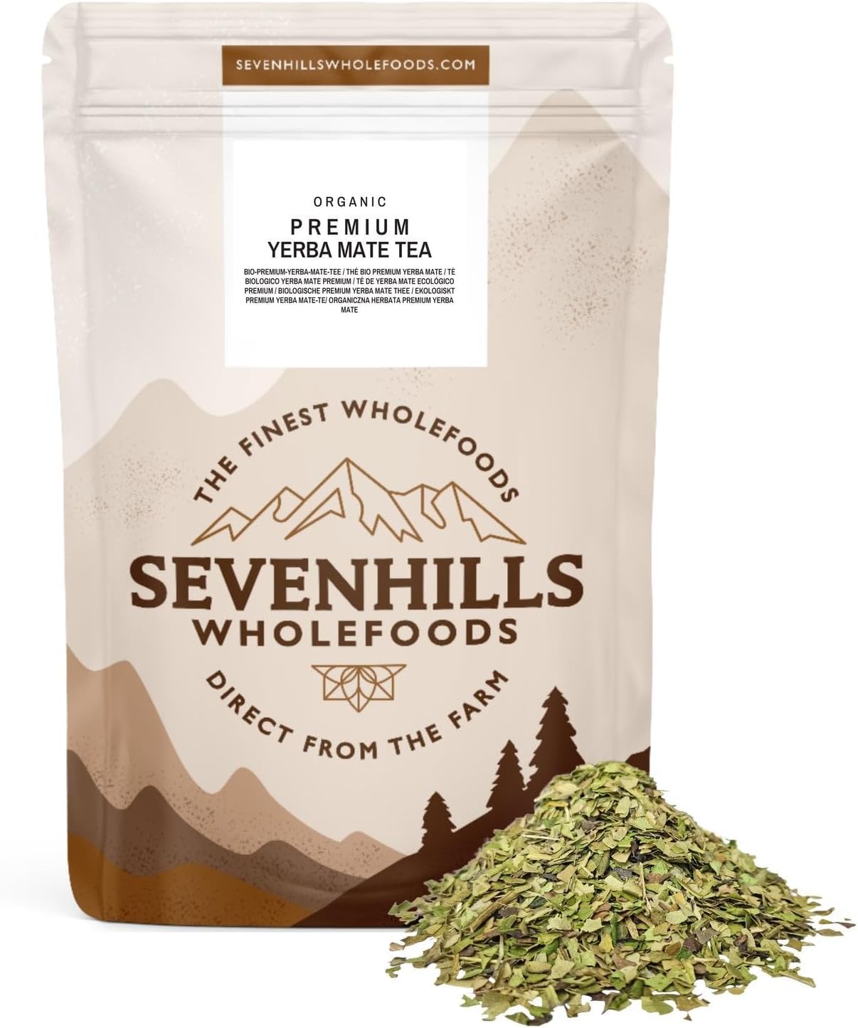 Sevenhills Wholefoods Organic Premium Yerba Mate Green Tea, pure leaf, unsmoked, from Brazil, for natural slow-release energy, 400g, Verde, Erva Mate, Chimarrao, South America