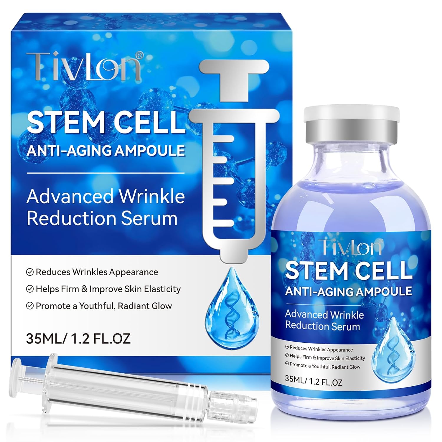 Stem Cell Serum for Face 1.2 fl.oz, Stem Cell Anti-Aging Ampoule, Anti Aging Smooth Nourish & Moisturize Skin Serum