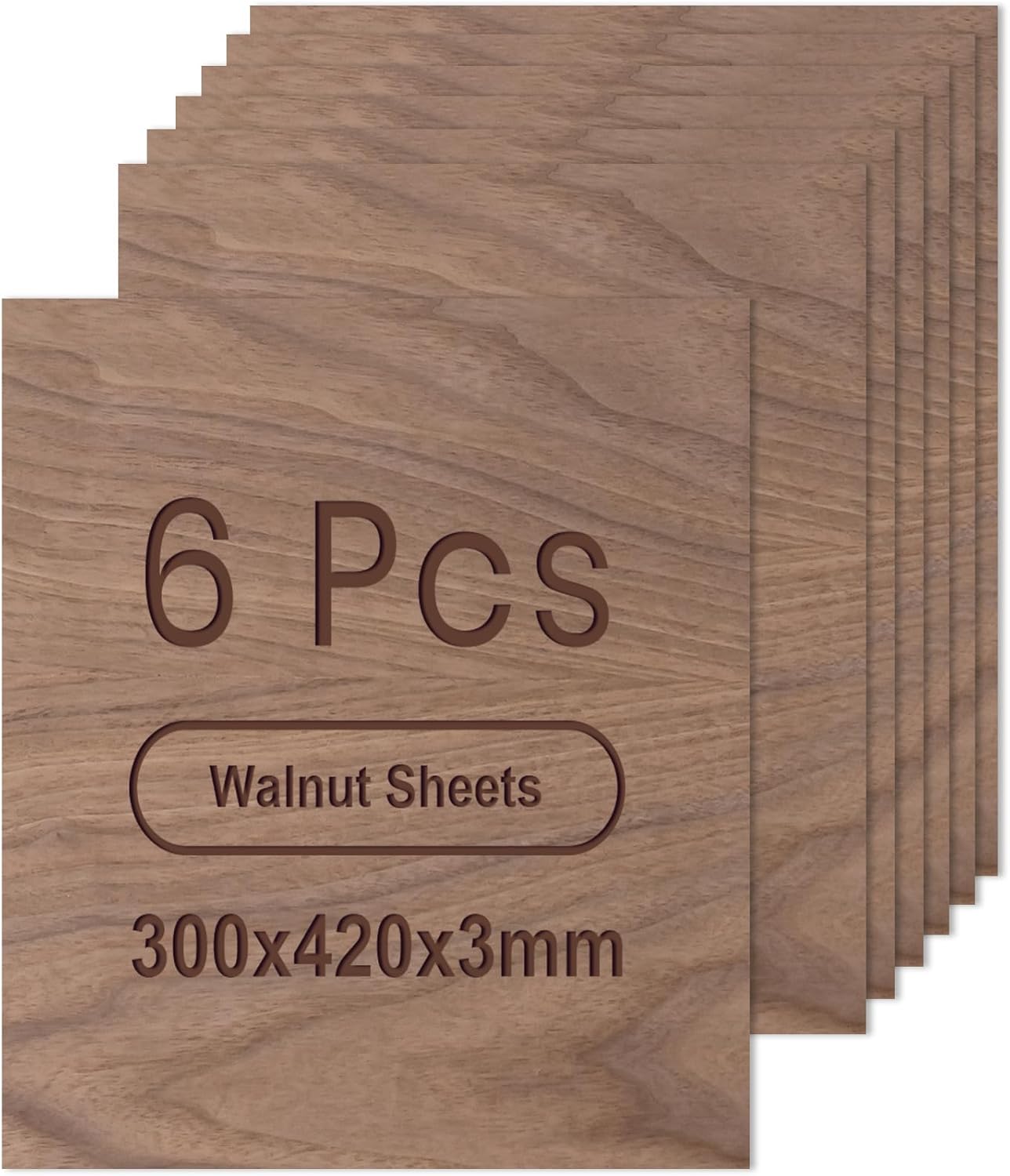 ROWOOD Walnut Plywood Sheets 6PCS 420x300x3mm A3 Laser Engraving Materials Plywood Board for Model Making DIY Wooden Crafts Ideal for Laser Cutting Wood Burning Painting CNC