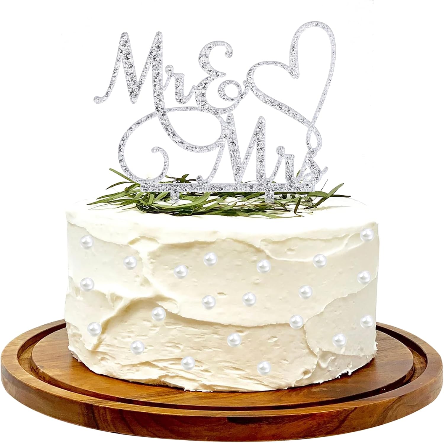 Sibba Mr and Mrs Cake Topper Decoration Glitter Wedding Cake Topper Anniversary Cupcake Picks Party Decorations Supplies Card Decor Pantry Staples Cooking Baking for Bride Groom Engagement