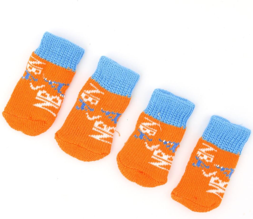 Ruilogod Polyester Dog Puppy Pet Knitting Elastic Socks Pair Orange Blue (id: dd2 613 87e 9b8 63e