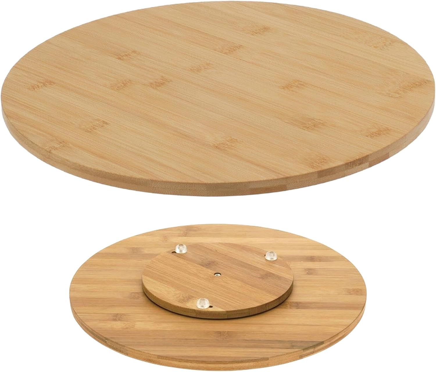 GEEZY Bamboo Wooden Lazy Susan Turntable 35cm - FSC Certified, Stable with 3 Feet - Ideal for Serving Food, Cheese, Desserts & Organizing Items - Great for Dining Tables, Kitchens & Home Organisation