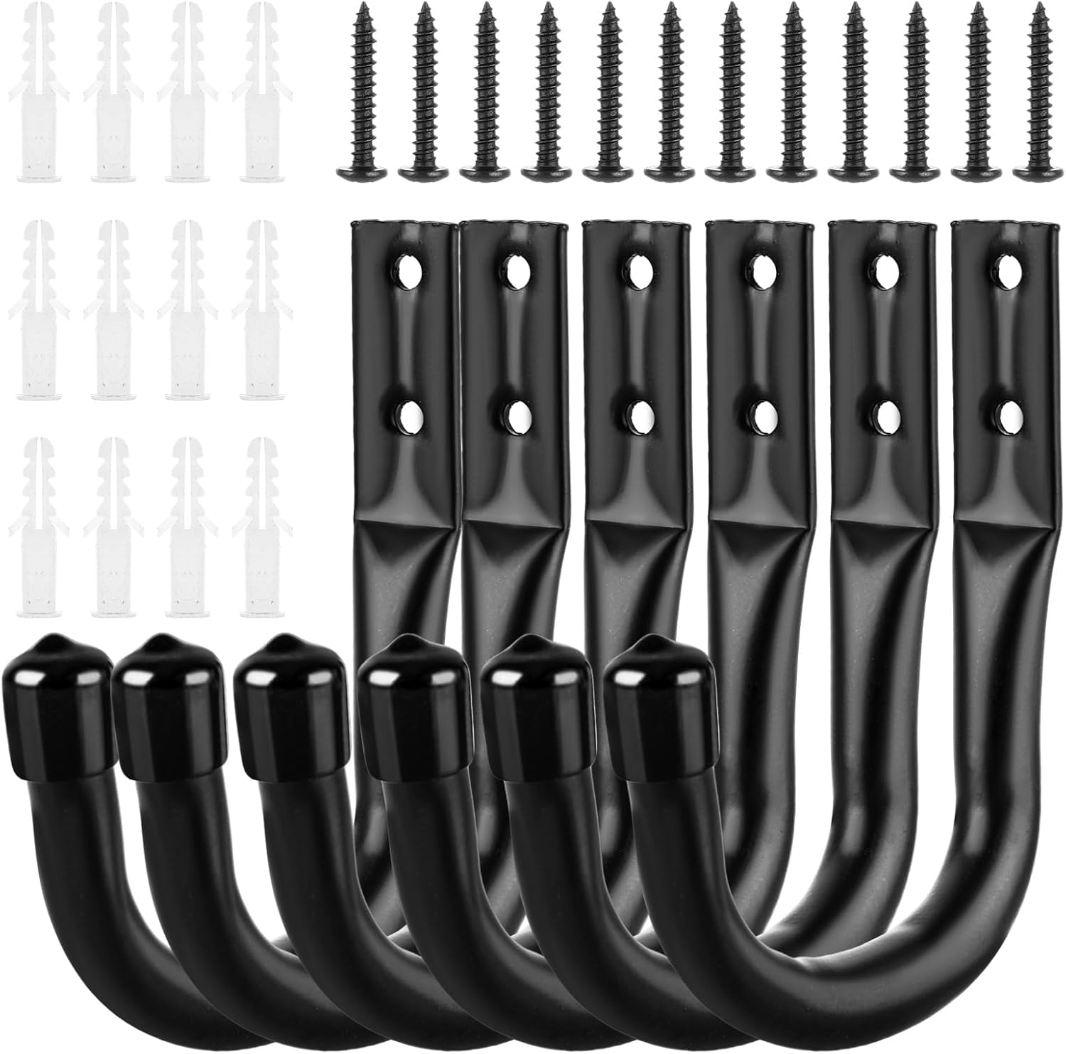 ASelected Garage Storage Hook Heavy Duty,6 Pcs Ladder Storage Hooks for Hanging,Wall Mounted J Hooks Utility Hangers,Brackets Hooks for Organizing Tools, Bike, Wood, Metal, Board and Stick