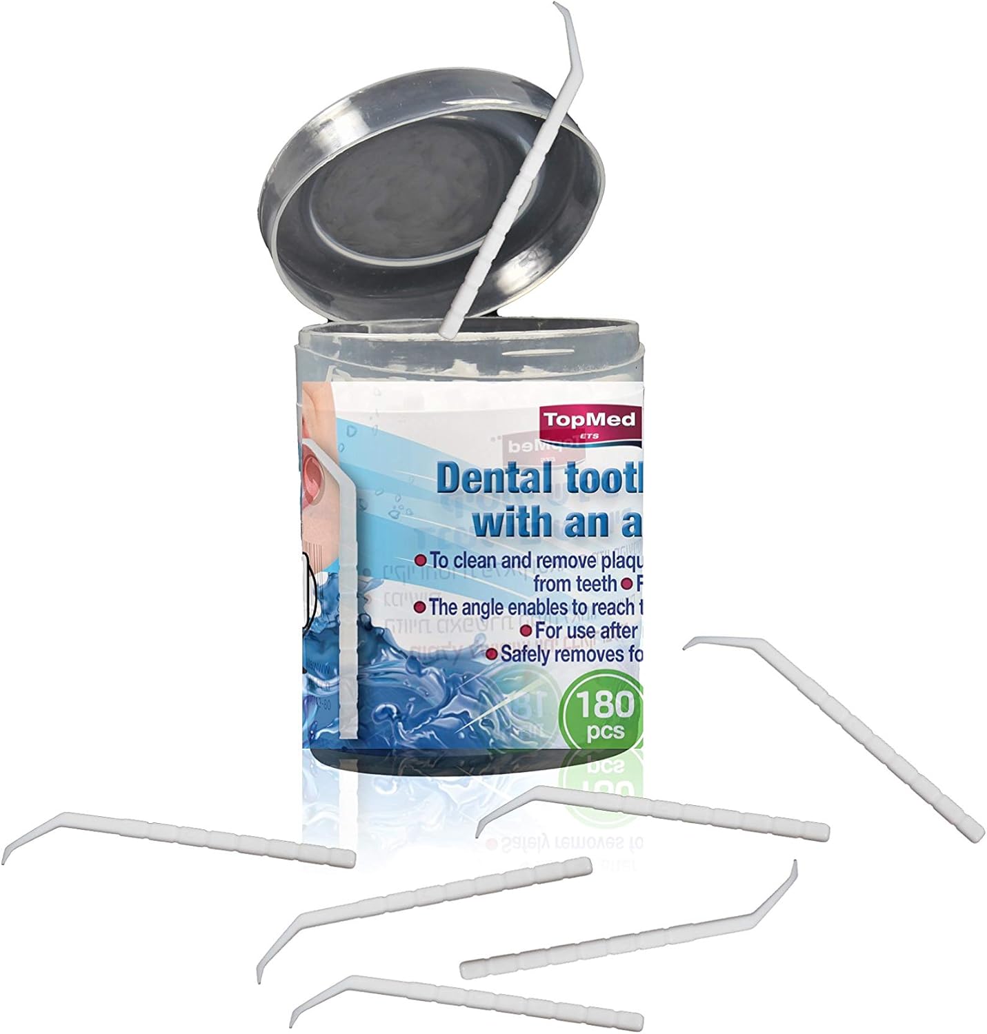 Oral Care Dental Teeth Pick with Angle Plastic Teeth Floss Toothpick with Angle 180 Count (Pack of 1)