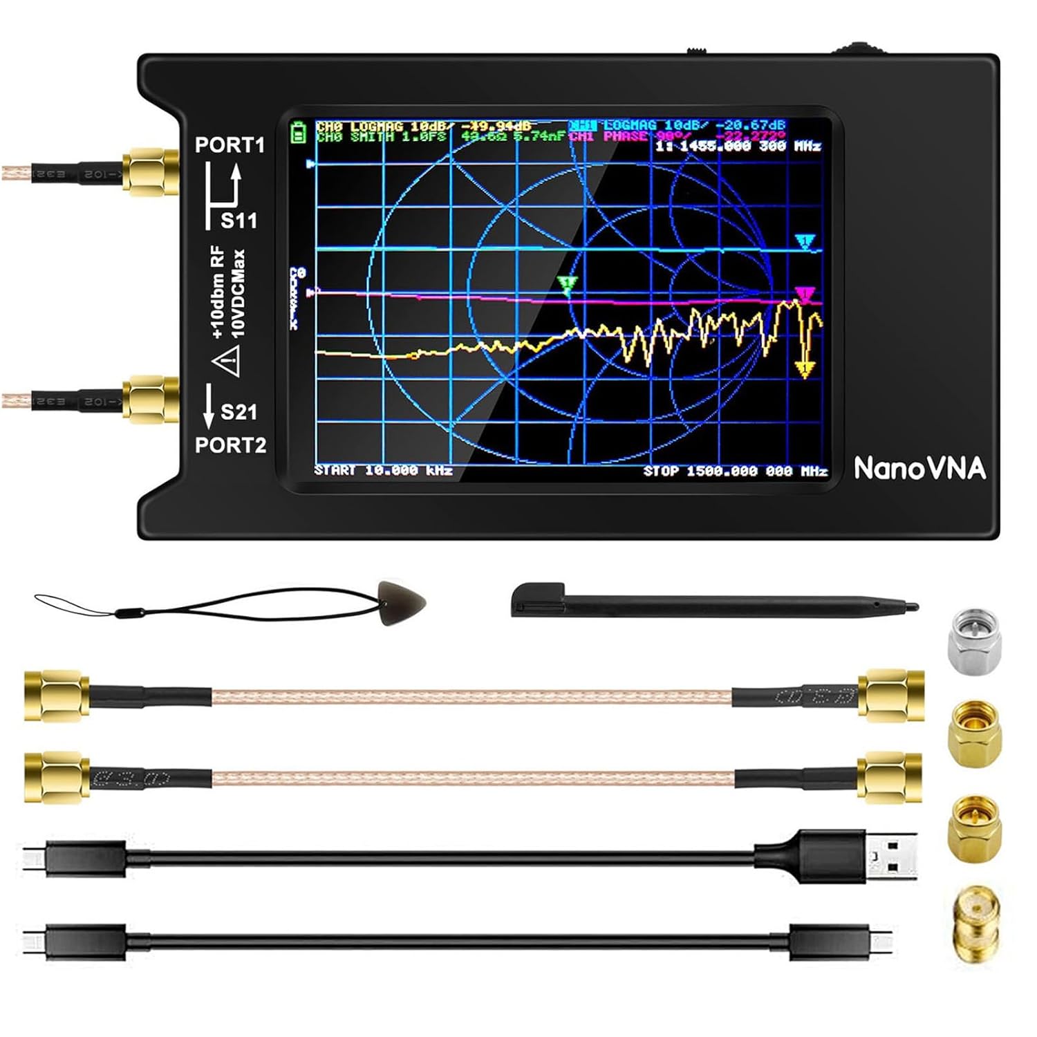 AURSINC Upgrated NanoVNA-H4 Vector Network Analyzer, Lastest V4.3 10KHz-1.5GHz HF VHF UHF 4" Touch Screen Antenna Analyzer Ham Radio, Measuring S Parameters, SWR, Phase, Delay, Smith Chart