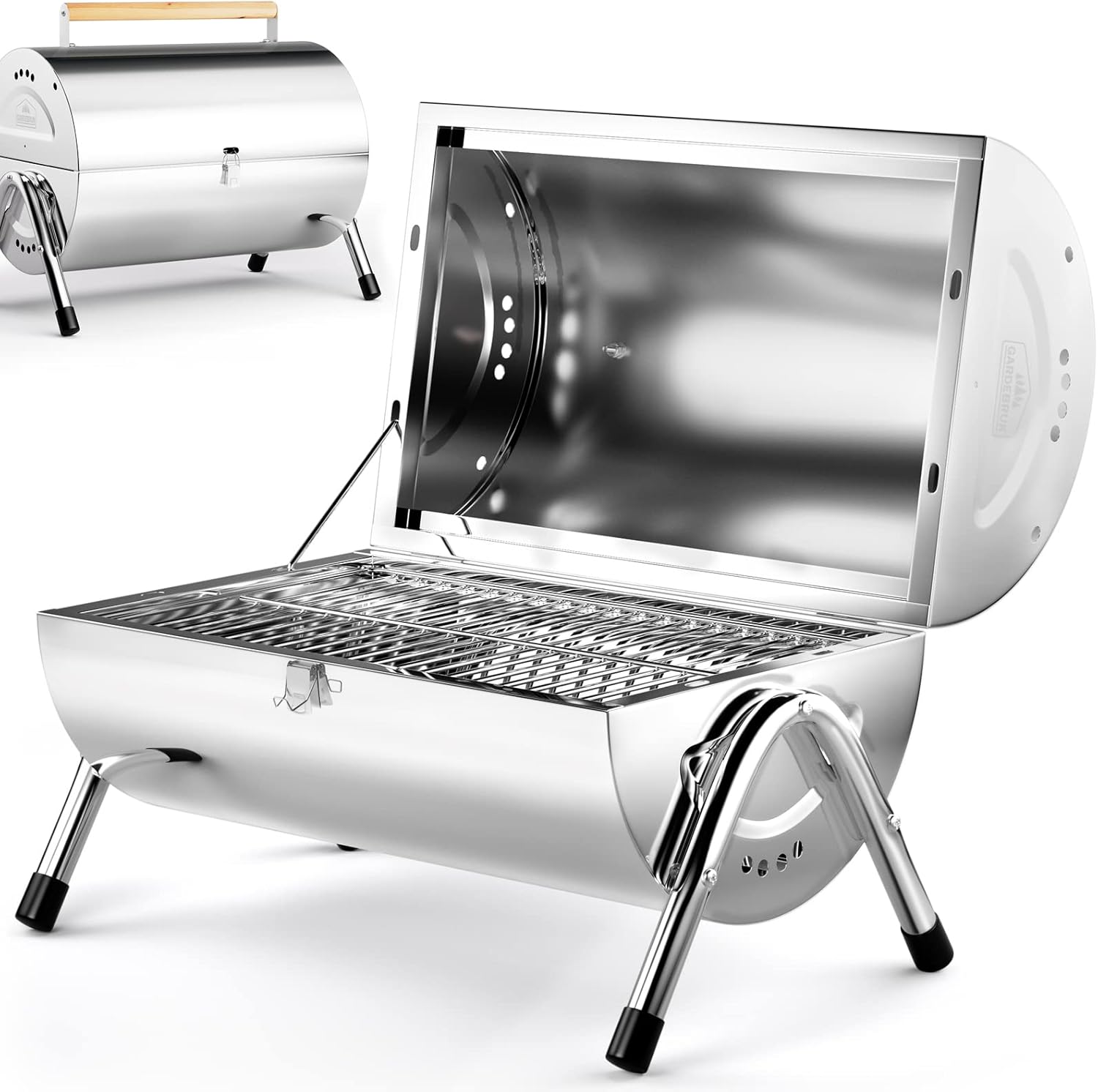 Gardebruk Portable Folding Stainless Steel Double Grill Surface Charcoal Grill for Travel, Camping, Picnics