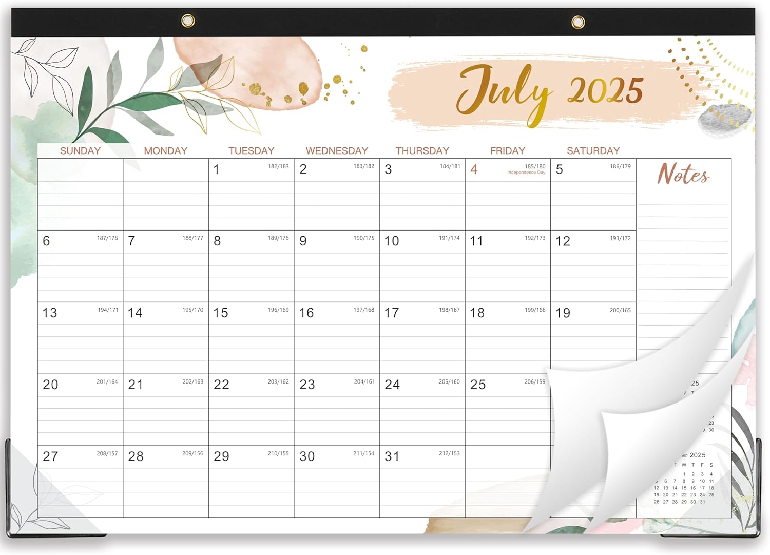 2025-2026 Desk Calendar - Desk Calendar 2025-2026, July 2025 - December 2026, 18 Monthly Desk/Wall Calendar Large 17" x 12", Large Ruled Blocks, Notes, Thick Paper