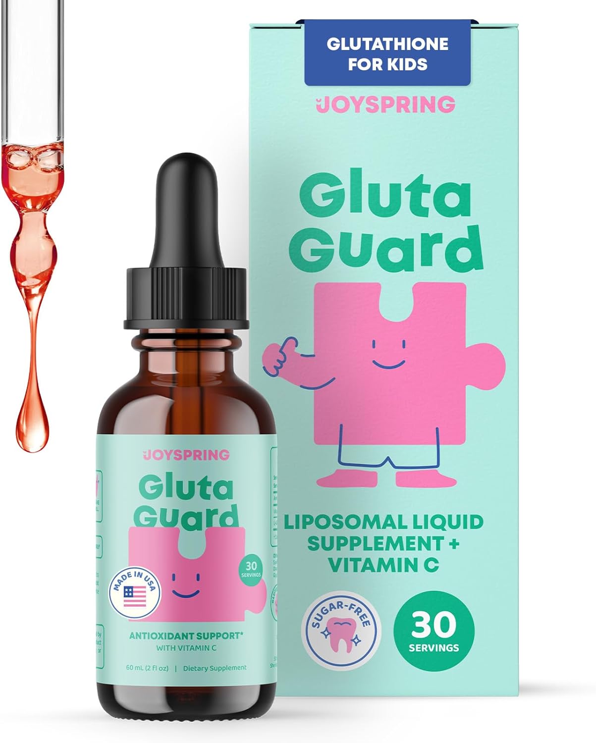 JoySpring Liposomal Glutathione Supplement for Kids | Supports Speech and Eye Contact | 50 MG Antioxidant L-Glutathione Drops | 2 oz Liquid Detox Supplement