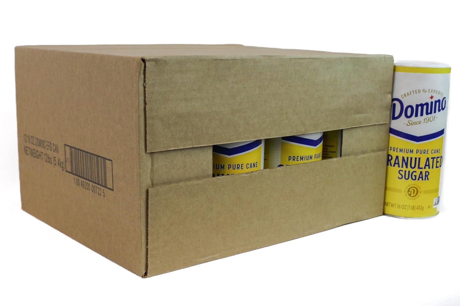 Domino Premium Pure Cane Granulated Sugar, 16 oz Canister (Case of 12)