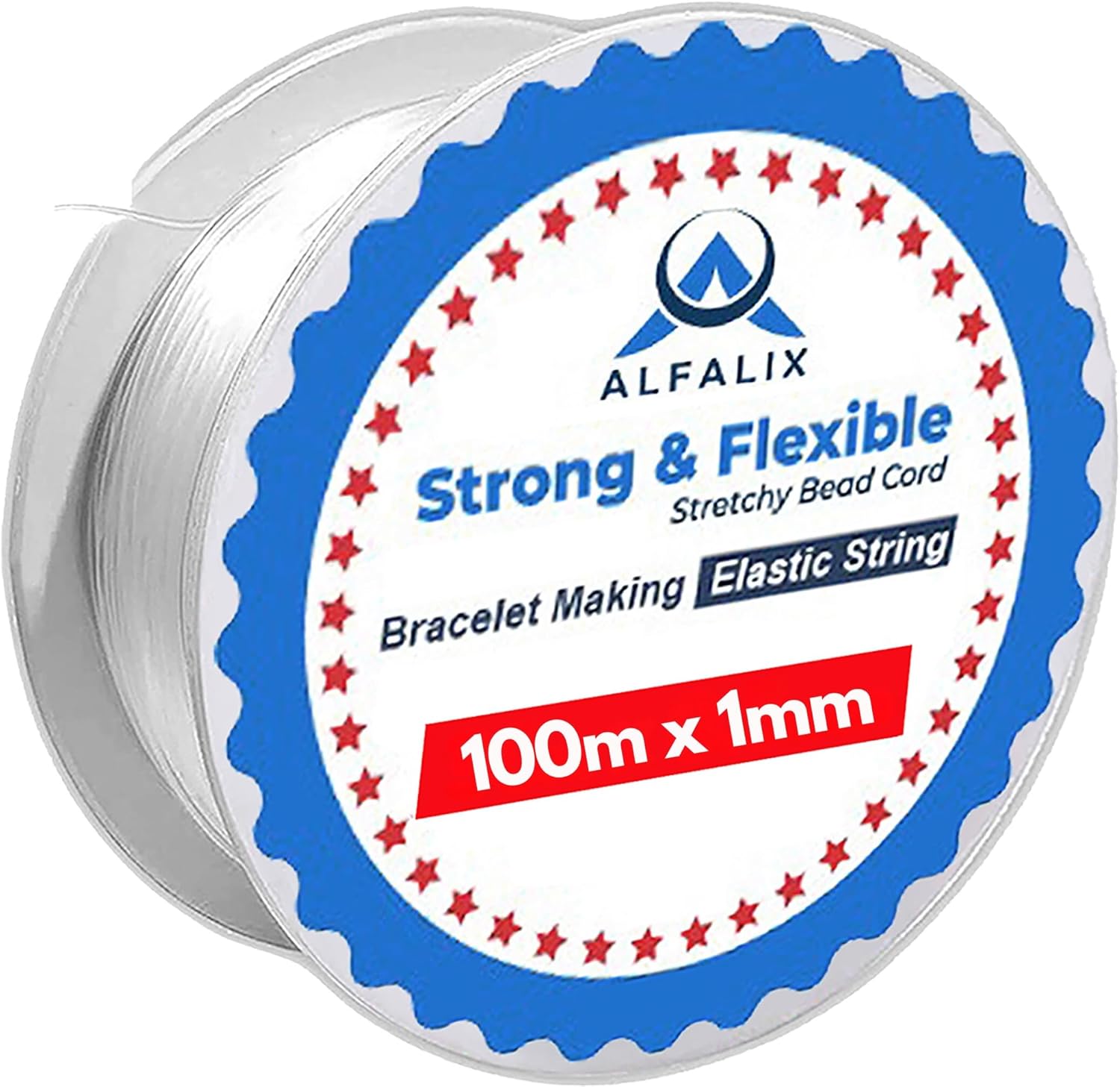 1mm x 100m Bracelet String For Bracelet Making Clear Elastic String, Strong & Stretchy Elastic Thread, Easy to knot, Bracelet elastic for Jewellery making, Crystal Clear String Beading & DIY (1Pcs)