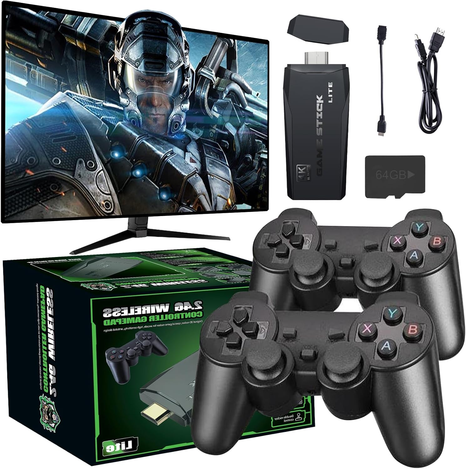 M8 PRO Wireless Game Console - Retro Gaming Consoles with Built in Classic Games, 9 Classic Emulators, 4K HDMl Output and 2.4GHz Wireless Controller, Plug and Play Video Game Stick for TV(64G)