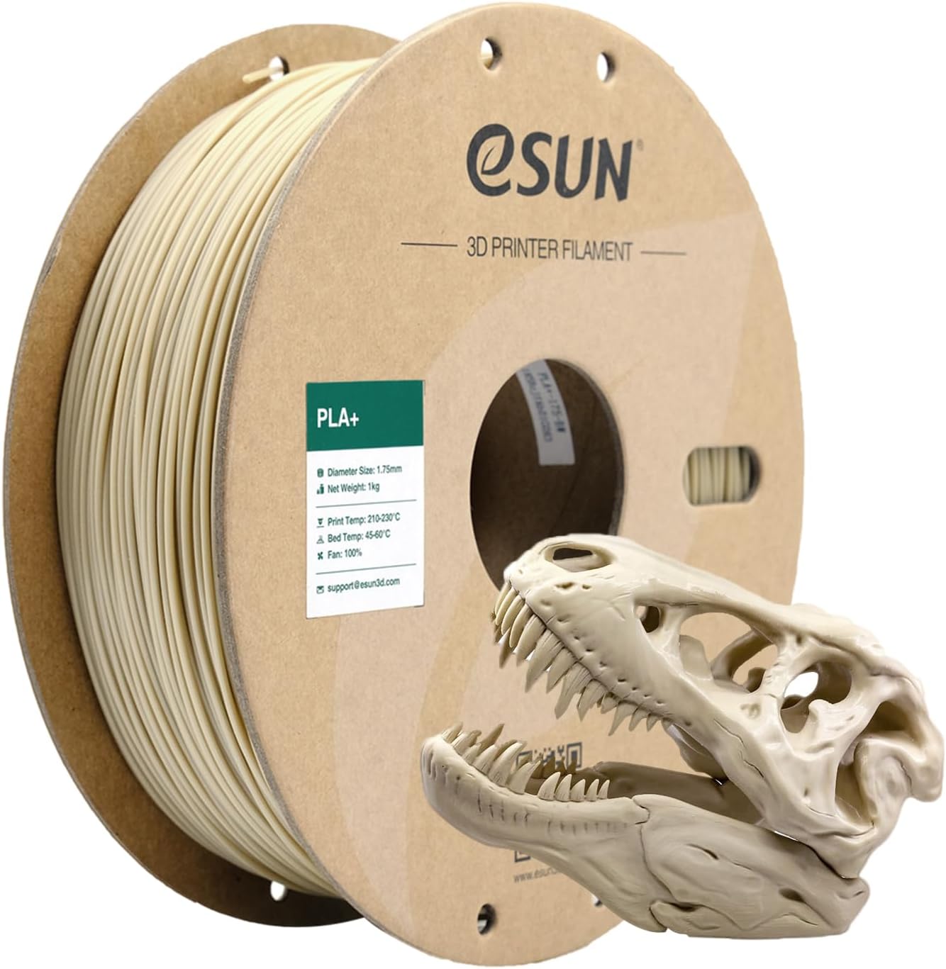 eSUN PLA+ Filament 1.75mm, 3D Printer Filament PLA Plus, Dimensional Accuracy +/- 0.03mm, 1KG Spool (2.2 LBS) 3D Printing Filament for 3D Printers, Bone White